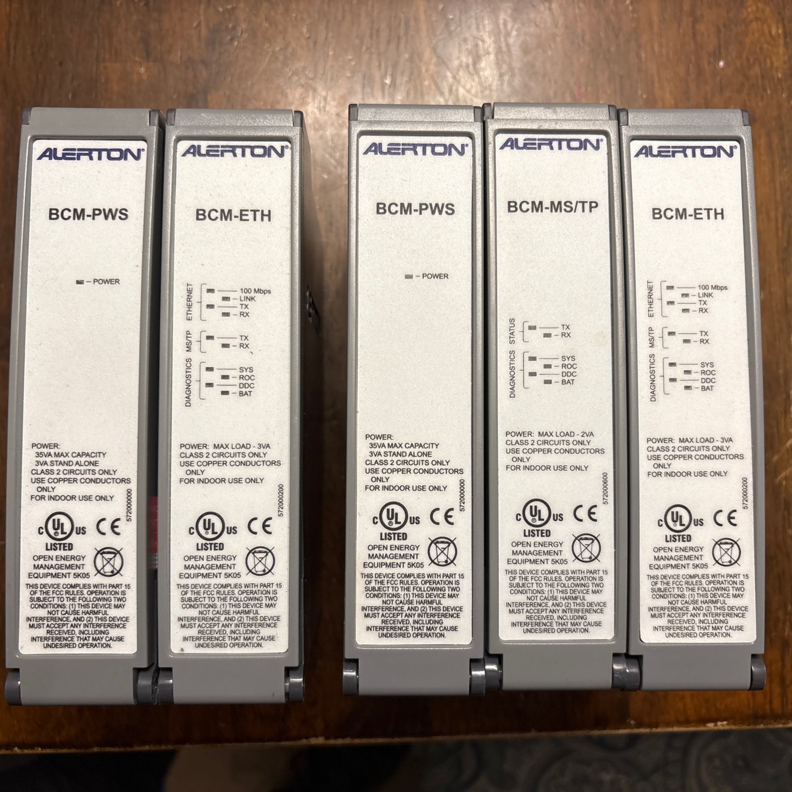 Alerton BCM -Power- Ethernet- MS/TP modules. Used in working condition. Set of 5