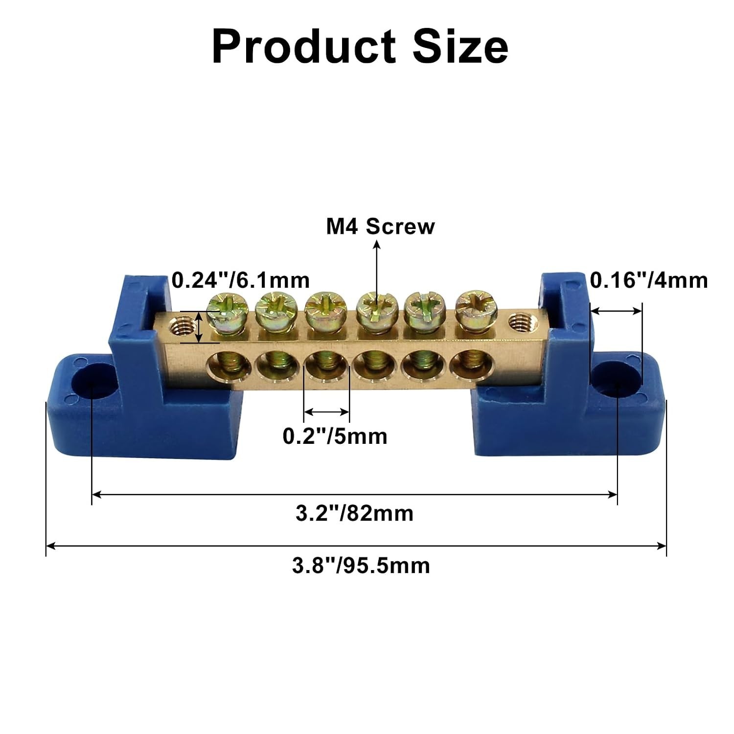 2 Pack Brass Screw Terminal Bus Bar – 8 Position Terminal Block for Marine Power