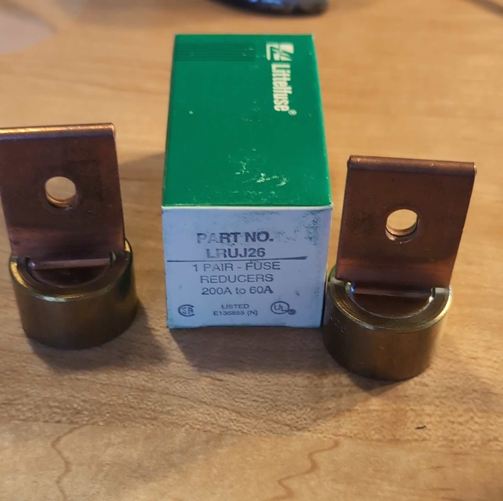 Littelfuse LRUJ26 Fuse Reducers 200-60A Brass Copper Branch Circuit 1 Pair