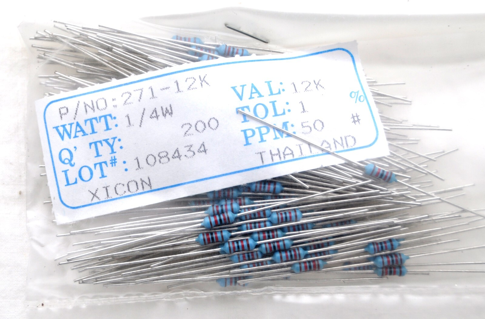 30 Pcs 1/4w Watt 1% Tolerance Metal Film Resistor Selections Val 220 620 to 12k