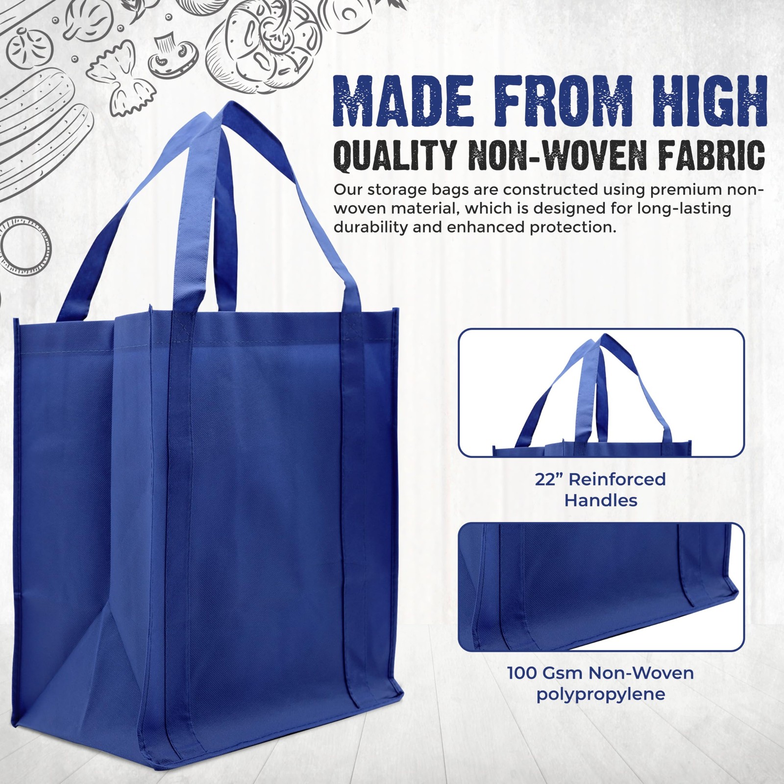 Novel Box 5 Pack Royal Blue Non-Woven Reusable 13x15x10 Inches,