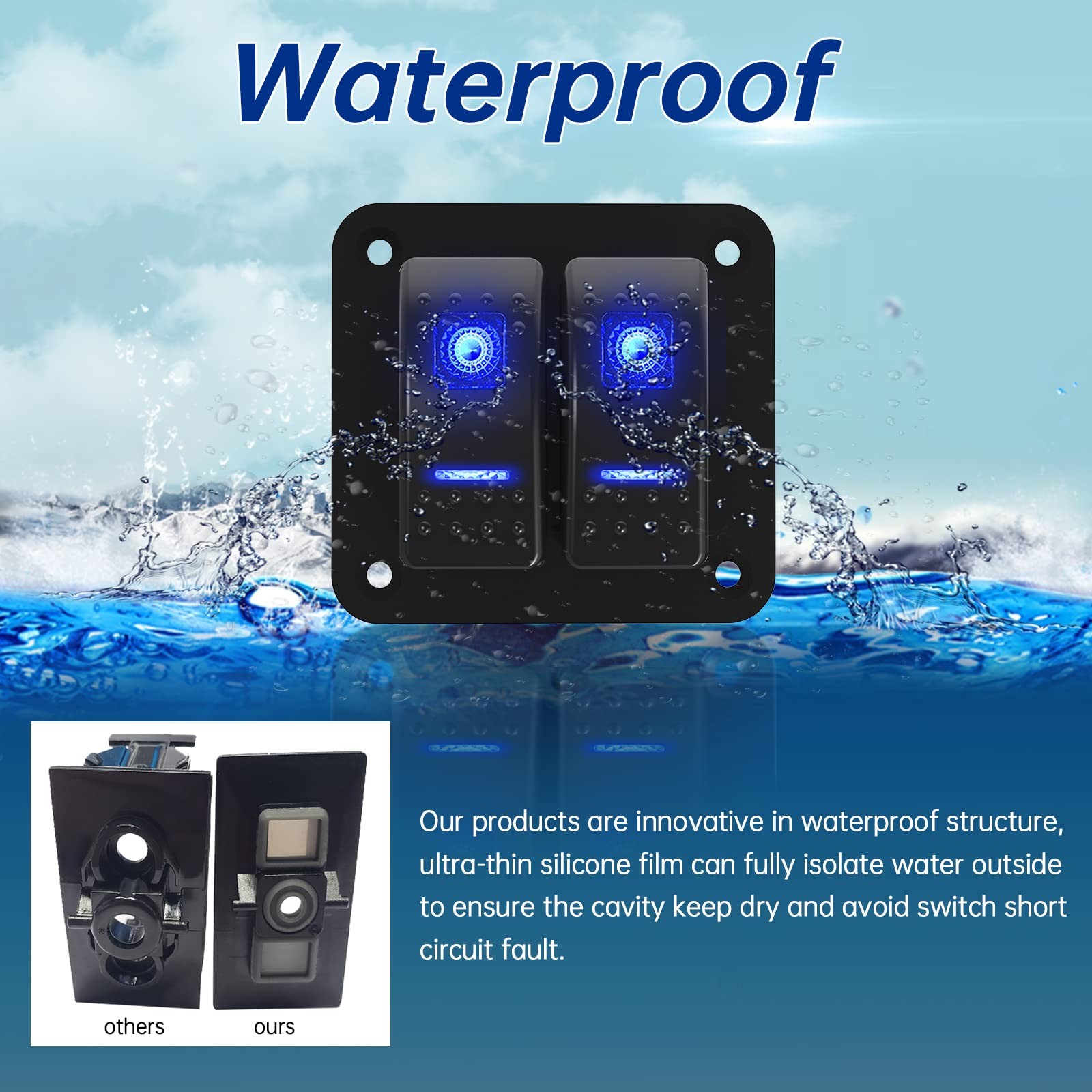Switch Panel 2 Gang Aluminum Toggle Switch, Waterproof 12V/24V Marine Rocker …