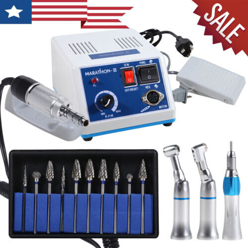 Dental Marathon Electric Micromotor / Contra Angle Straight Handpiece/10*Burs po