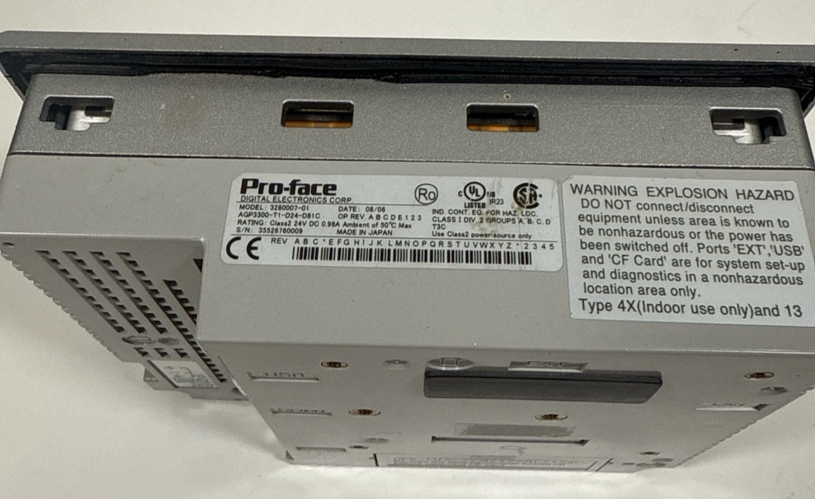 Pro‑Face AGP3300 HMI Panel 3280007‑01 For Parts/Repair
