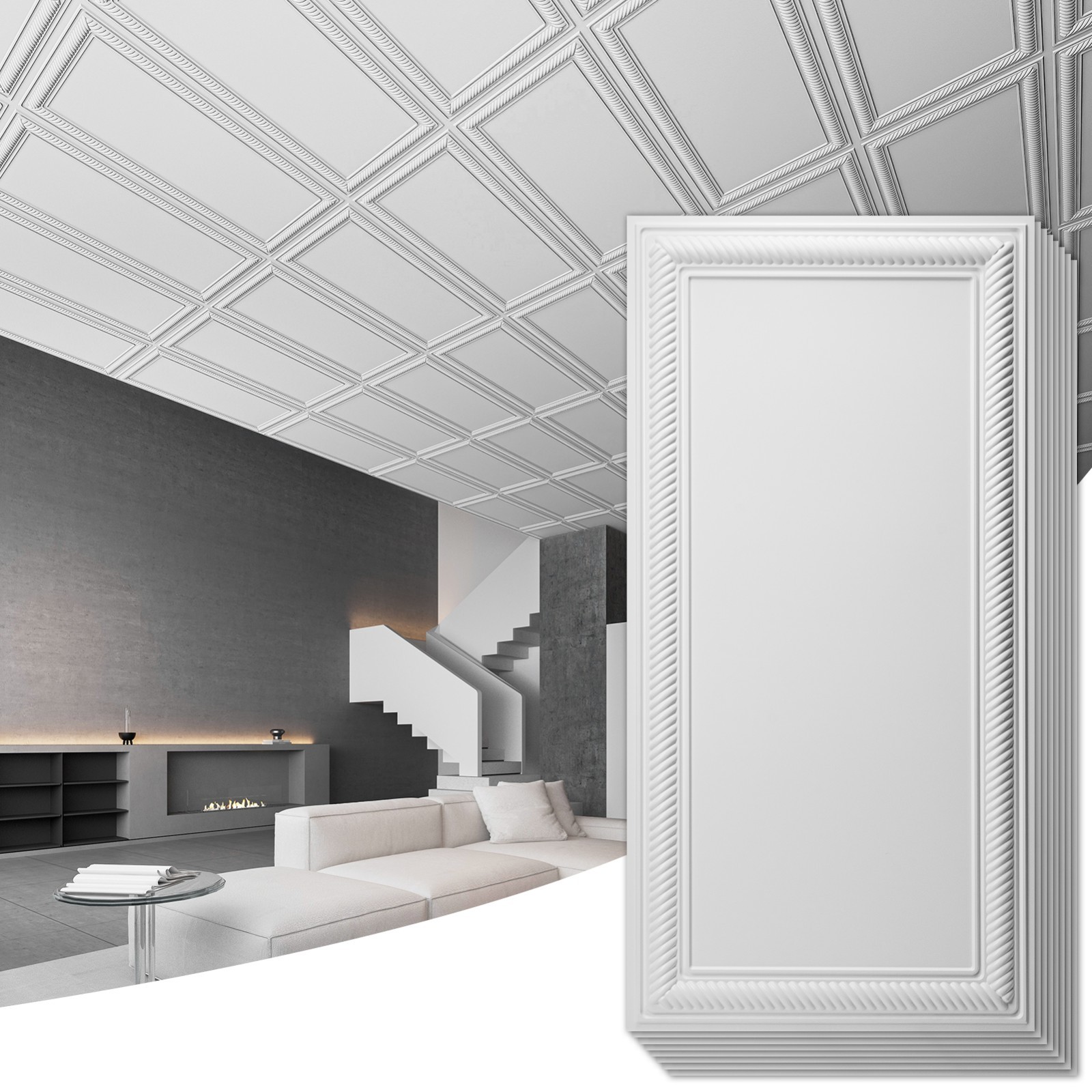 Art3d 3D PVC Drop Ceiling Tiles, 3D Wall Panels, 2×4 ft.Cover 96 Sq,ft (12-Pack)