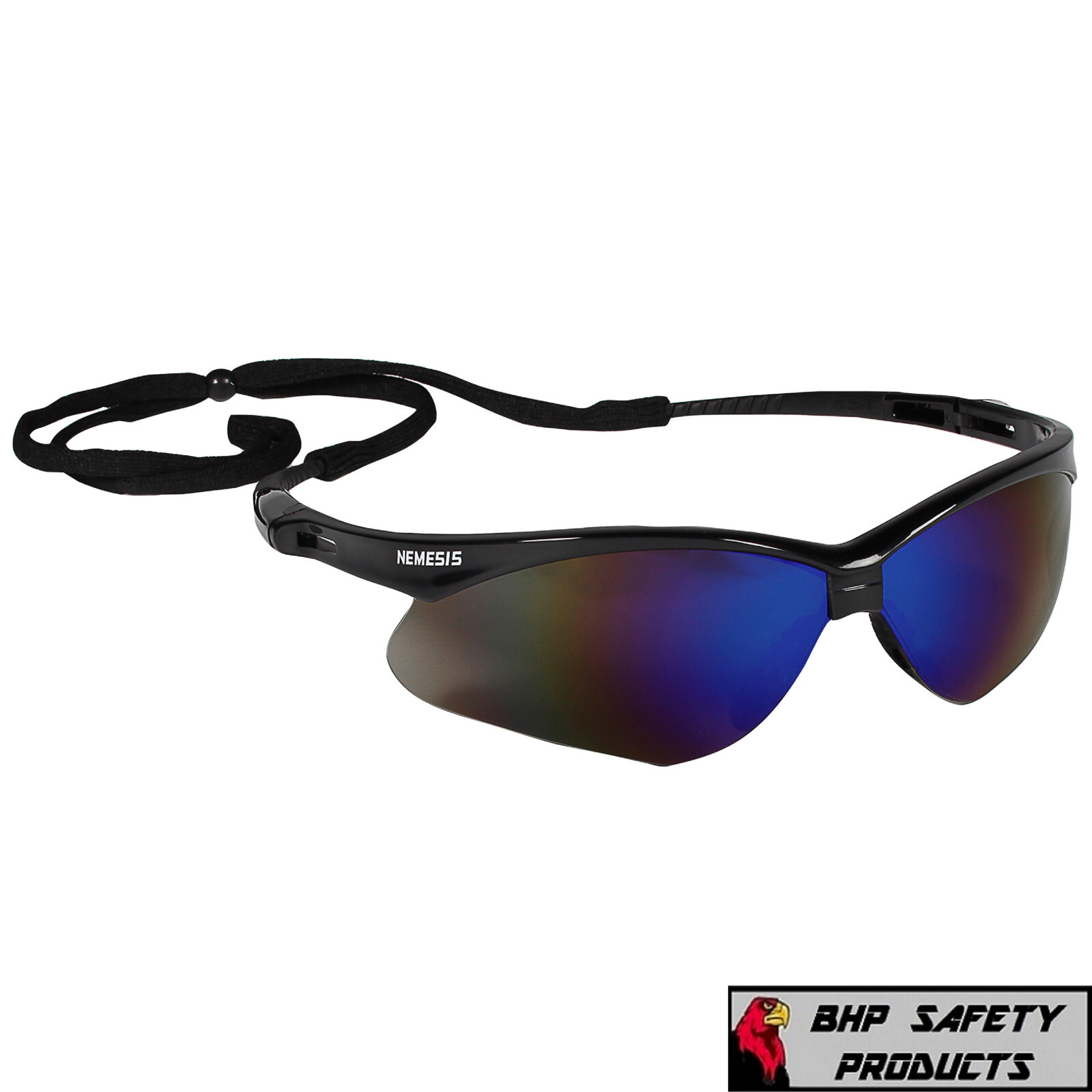 KLEENGUARD NEMESIS SAFETY GLASSES BLACK FRAME BLUE MIRROR LENS SUNGLASSES 14481