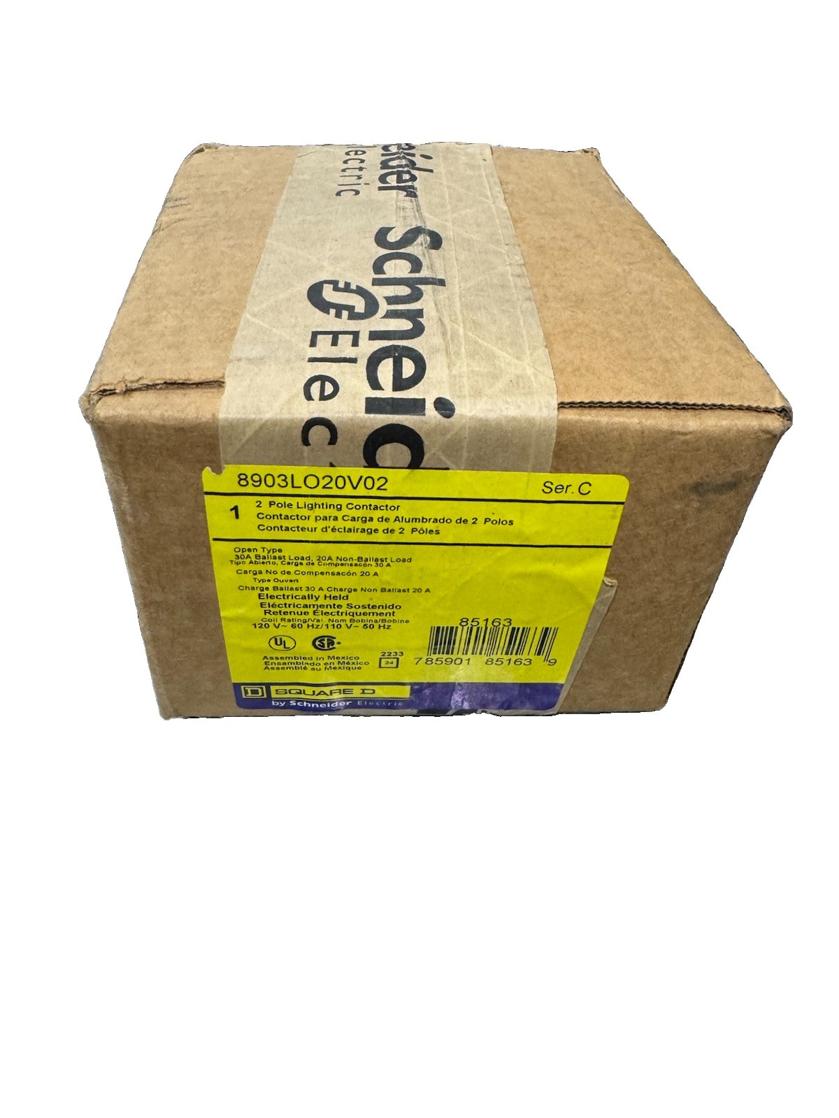 Square D 8903LO20V02 Lighting Contactor 2-Pole 30A 120V Electrically Held NIB
