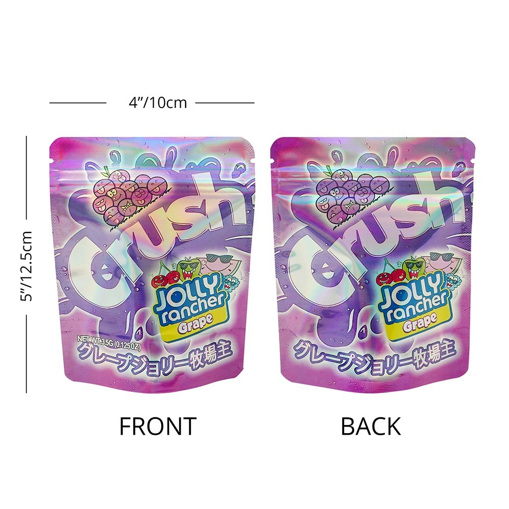 100pcs Cartoon Candy Holographic Mylar Bags 3.5g Smell Proof Zipper Pouches
