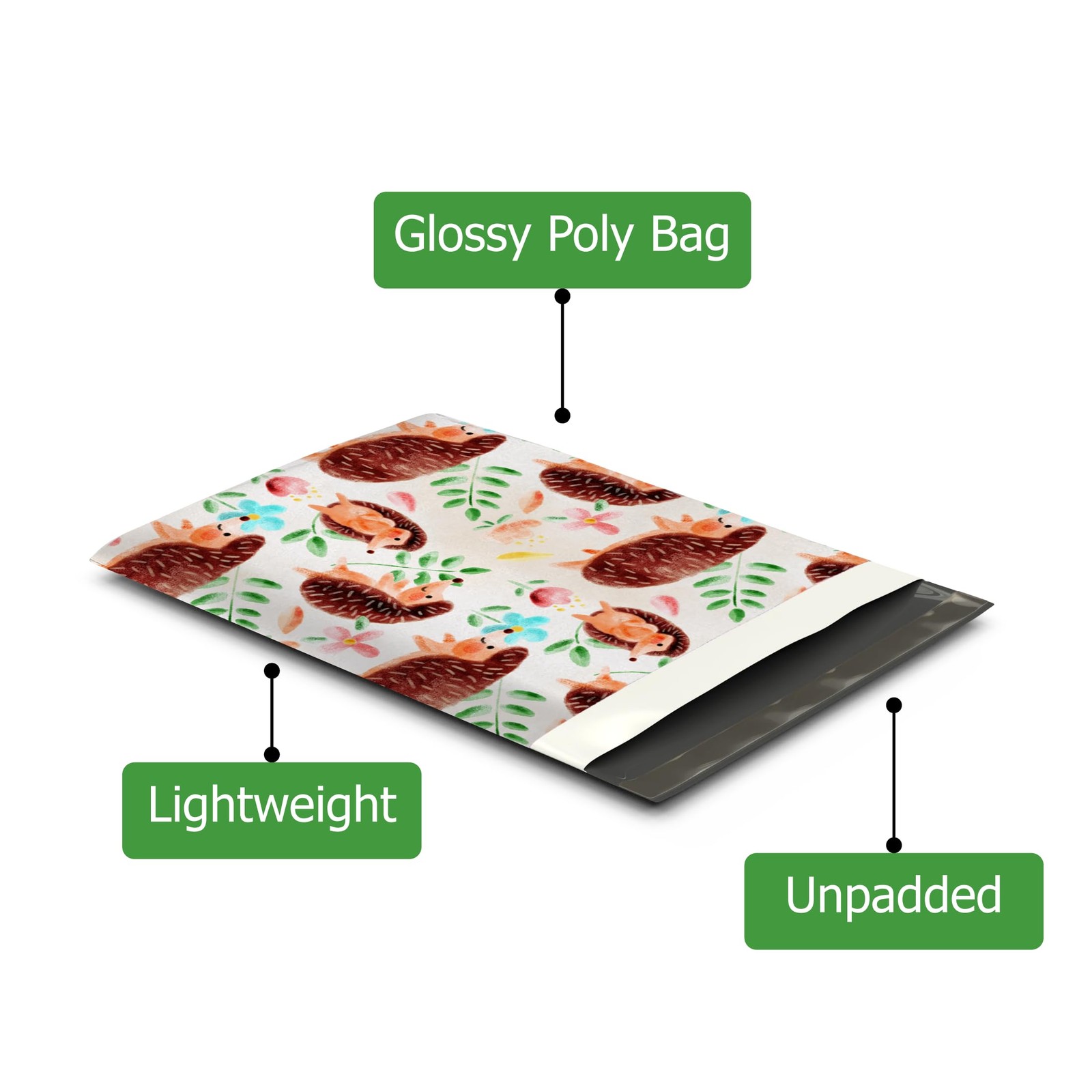 100 PCS Hedgehogs Designer Poly Mailers Shipping Envelopes Bags 10×13 Inch