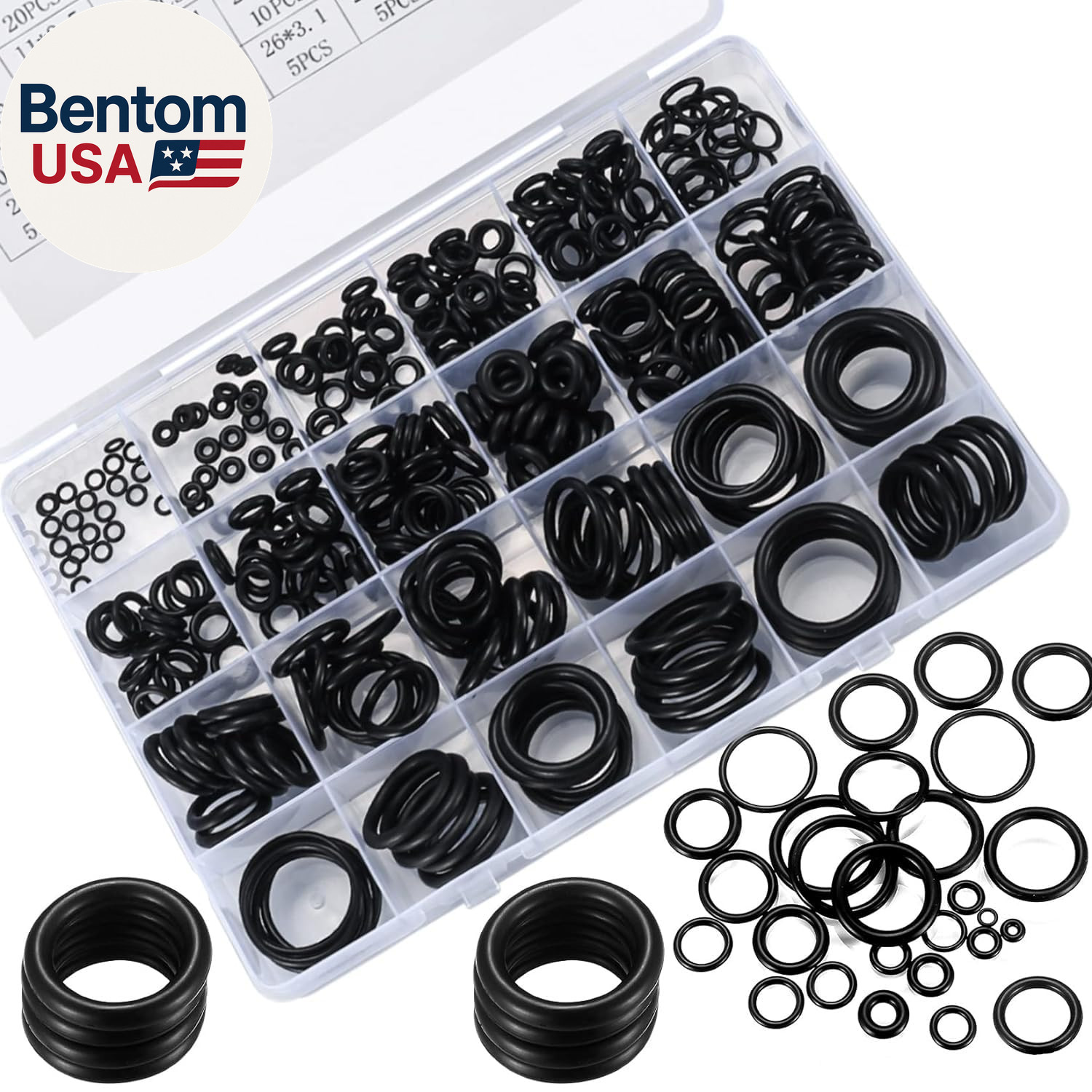 360 Pcs O Ring Assortment Kit,Rubber Washer Orings, Black 24 Sizes Pressure Wash
