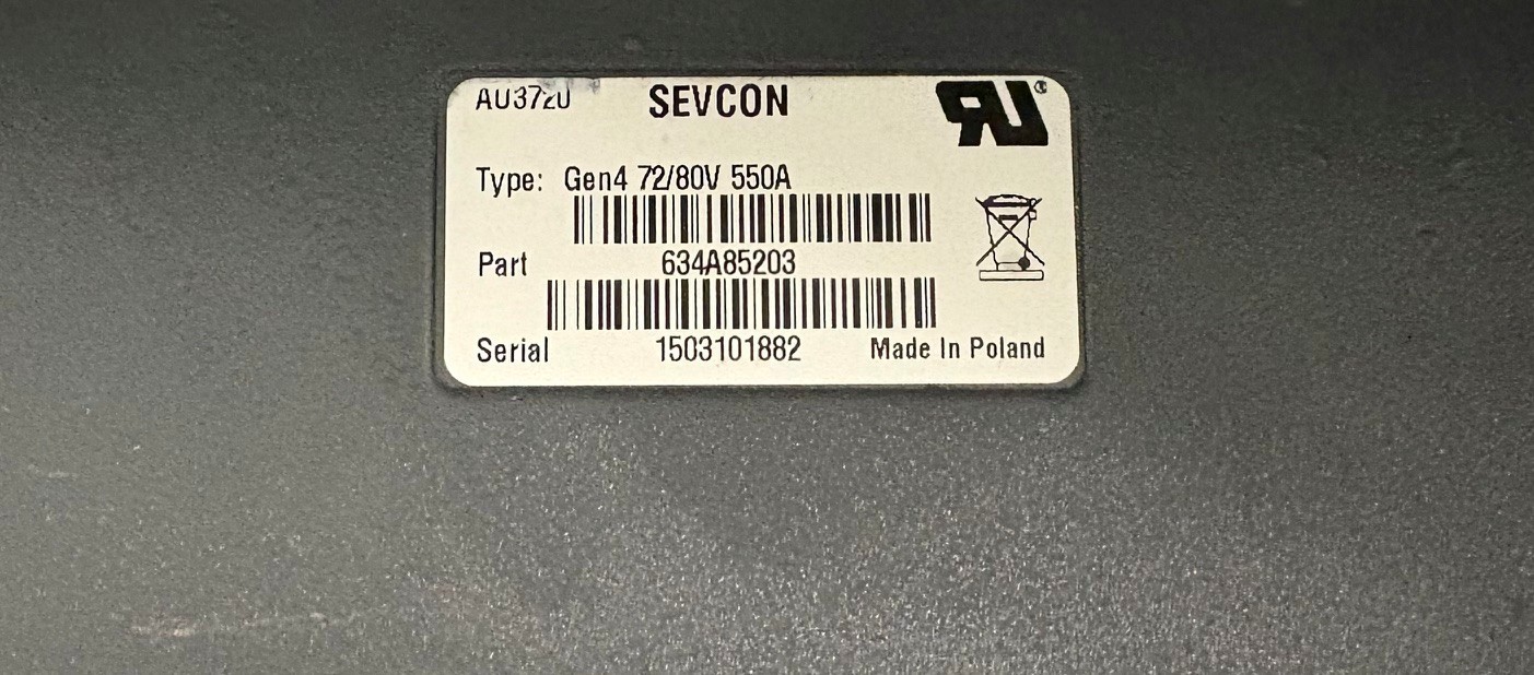 EV AC Motor Control Unit (SEVCON 72/80V 550A Gen4 634A85203)