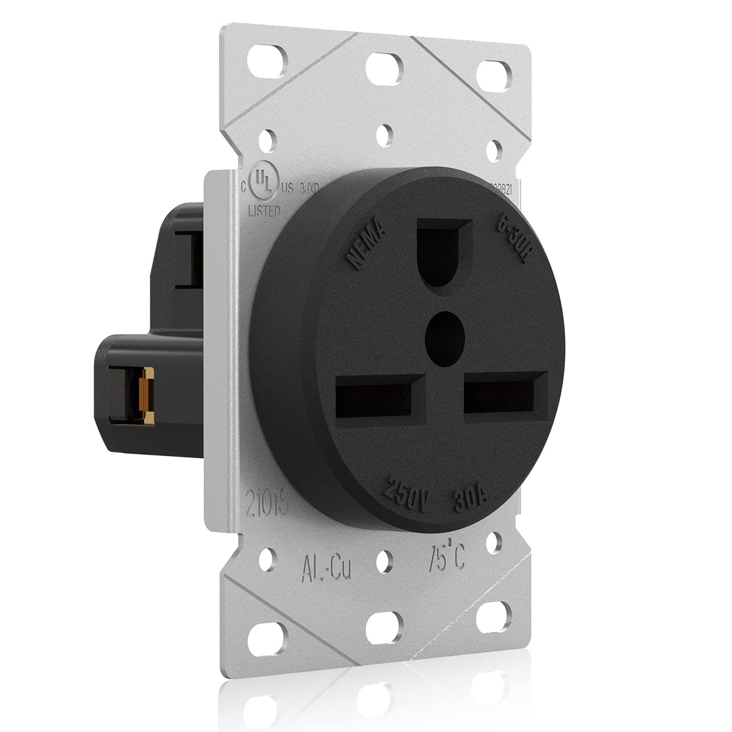 30 Amps 250V Flush Mounting Power Receptacle, NEMA 6-30R, Straight Blade Powe…