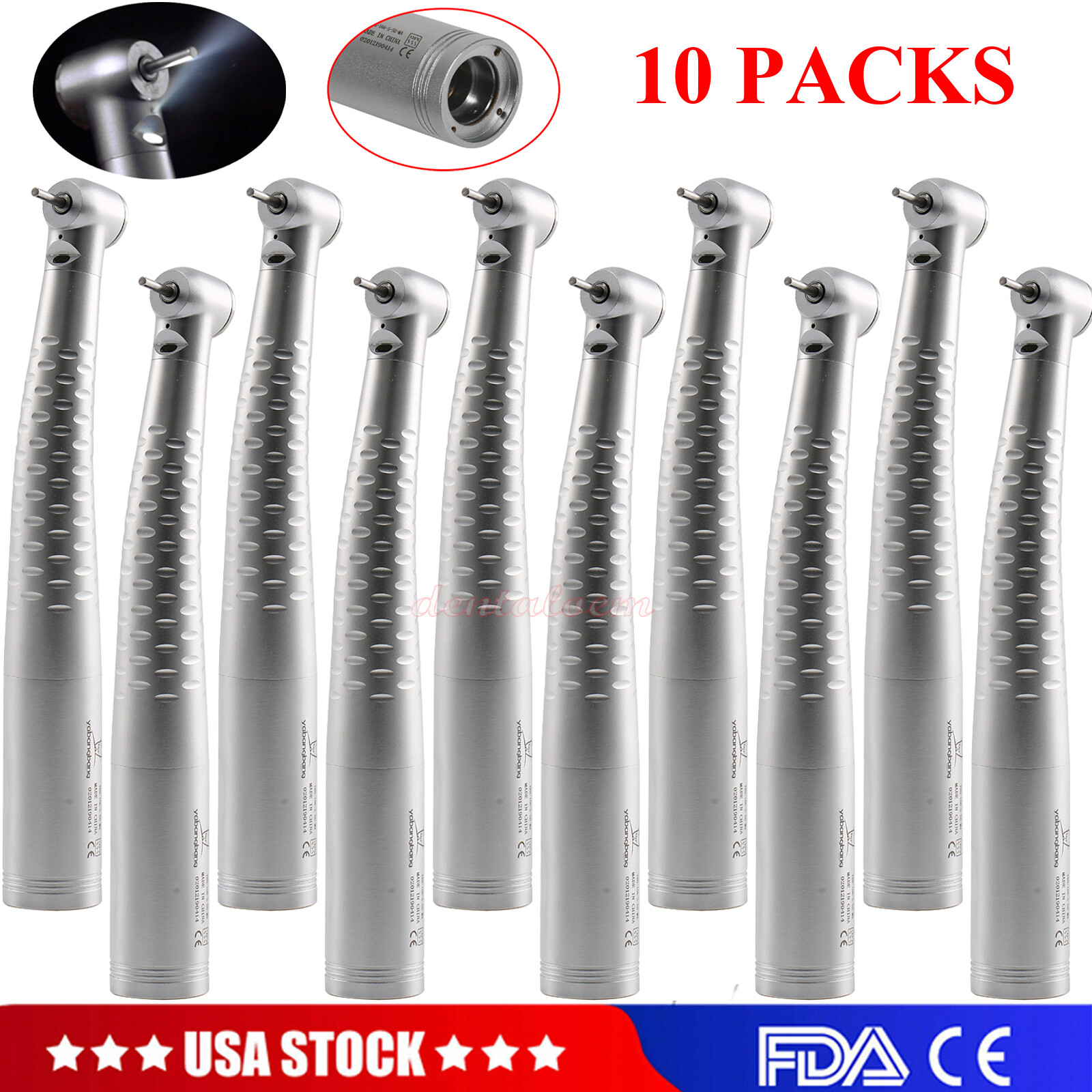 Dental Fiber Optic LED Handpiece Fast High Speed /LED Coupler 4/6Hole Fit KAVO