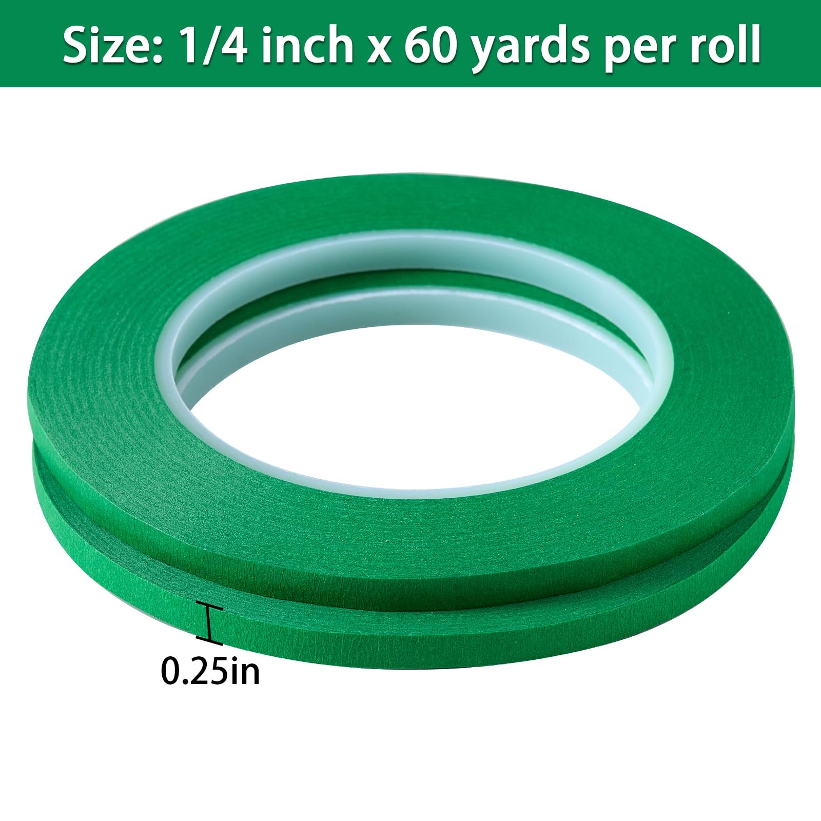 QDiShi 2 Pack 1/4″ inch x 60yd Green Painters Tape Easy X 60 Yd,