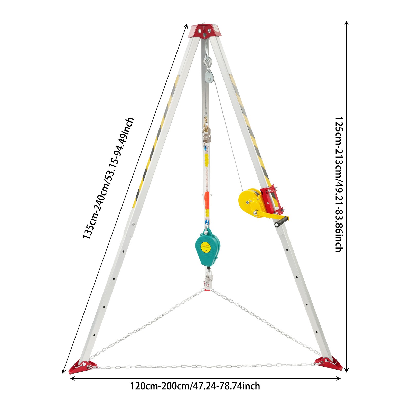 Confined Space Rescue Tripod, Rescue Tripod Kit with Protective Chain