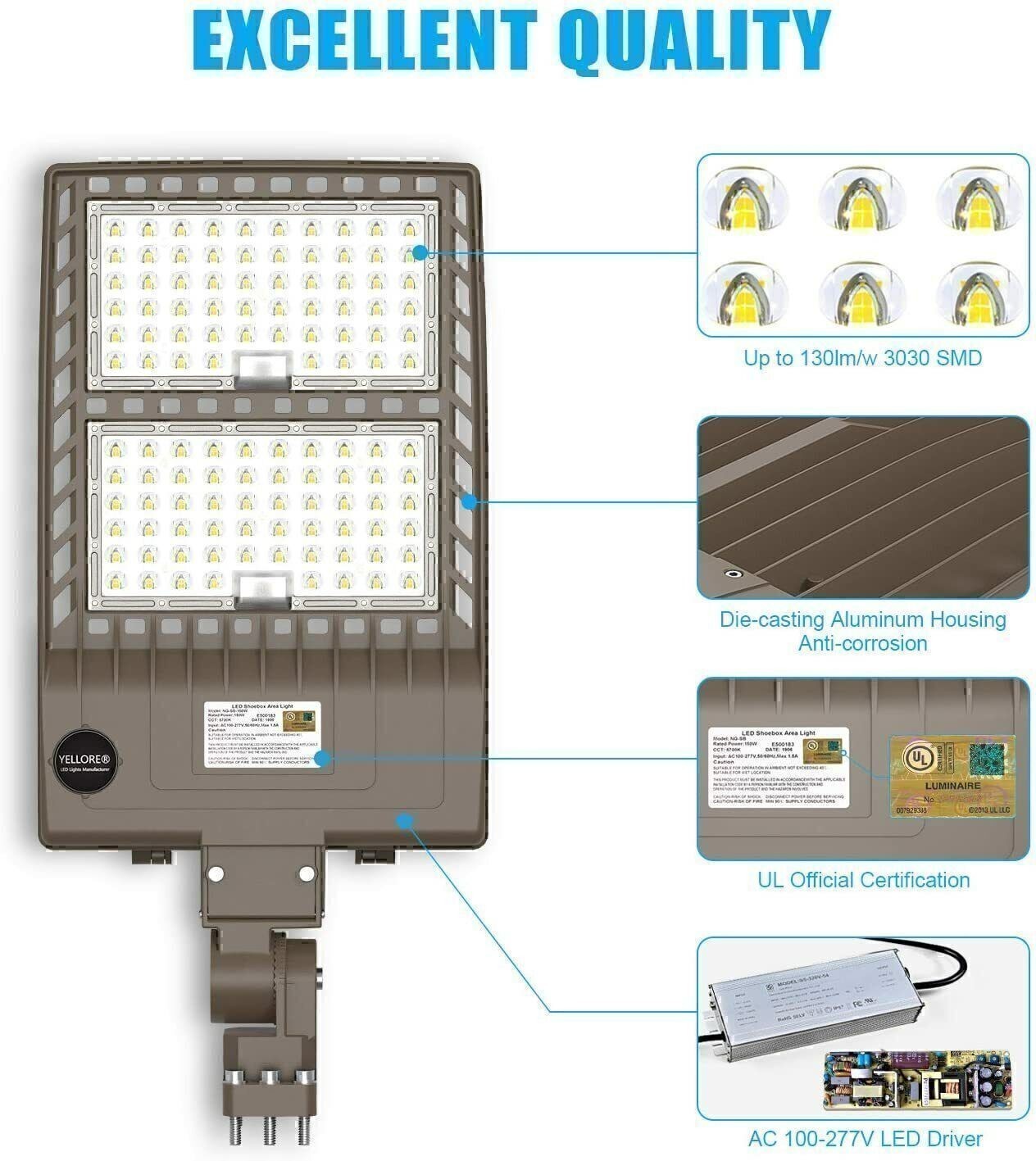 320 Watt LED Shoebox Pole Light Outdoor Commercial Parking Lot Street Lighting