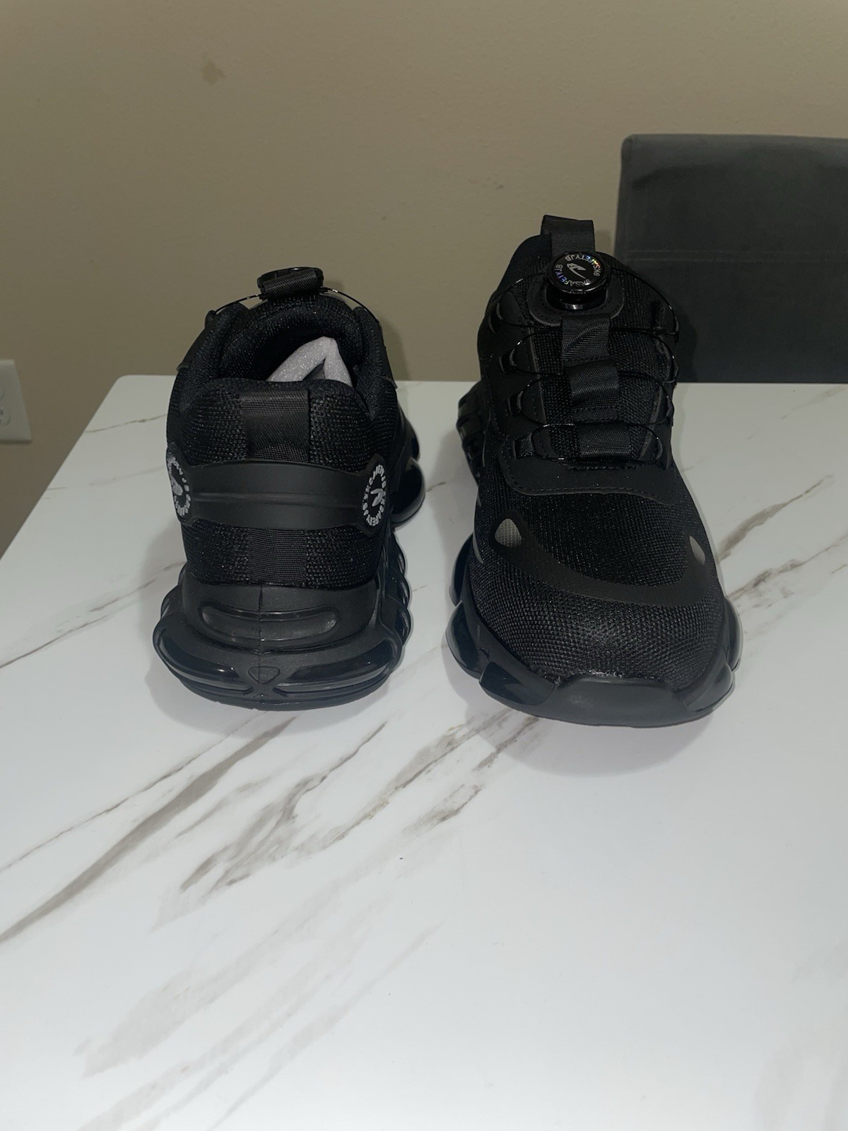 RUNRUILIN Anti-Slip Puncture Proof Steel Midsole Safety Work Shoes Gray/Black