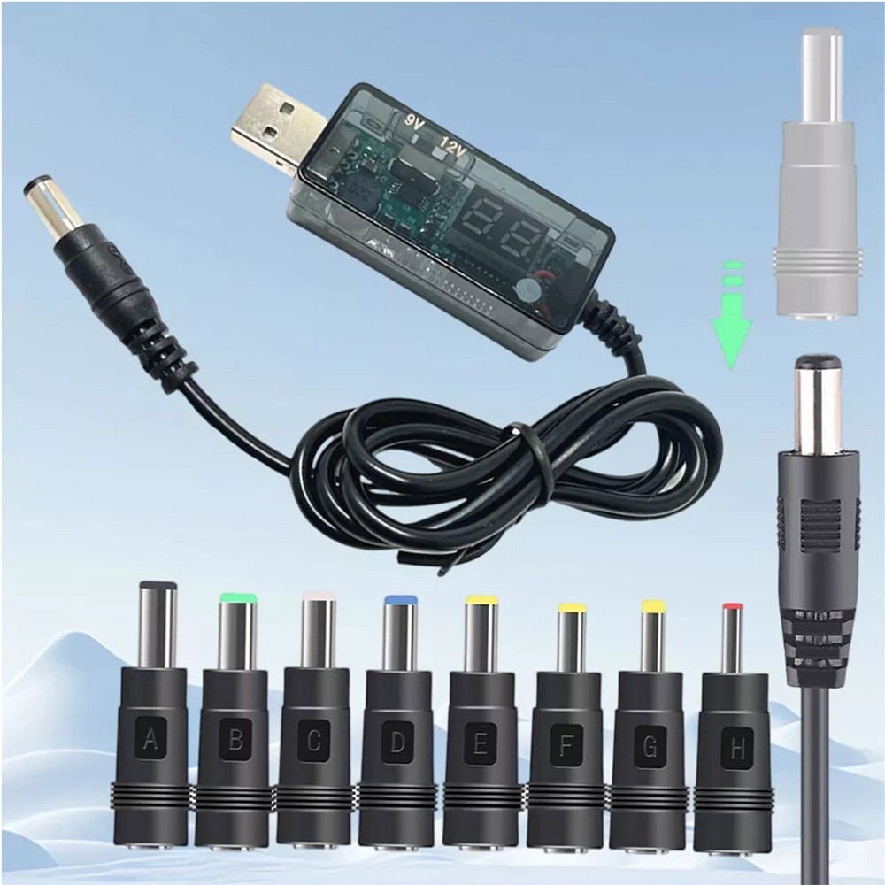 USB 5V to DC 9V 12V Step UP Converter Module Power Boost Adapter Cable 5.5X2.1mm