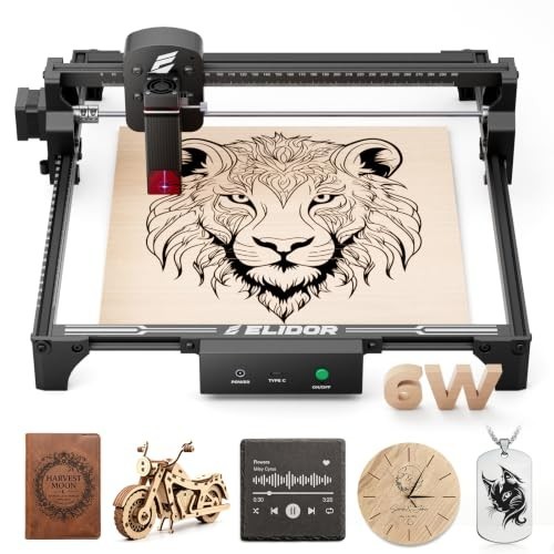 ELIDOR 6W Laser Engraver Cutter, 300x300mm, Wood Leather Acrylic DIY