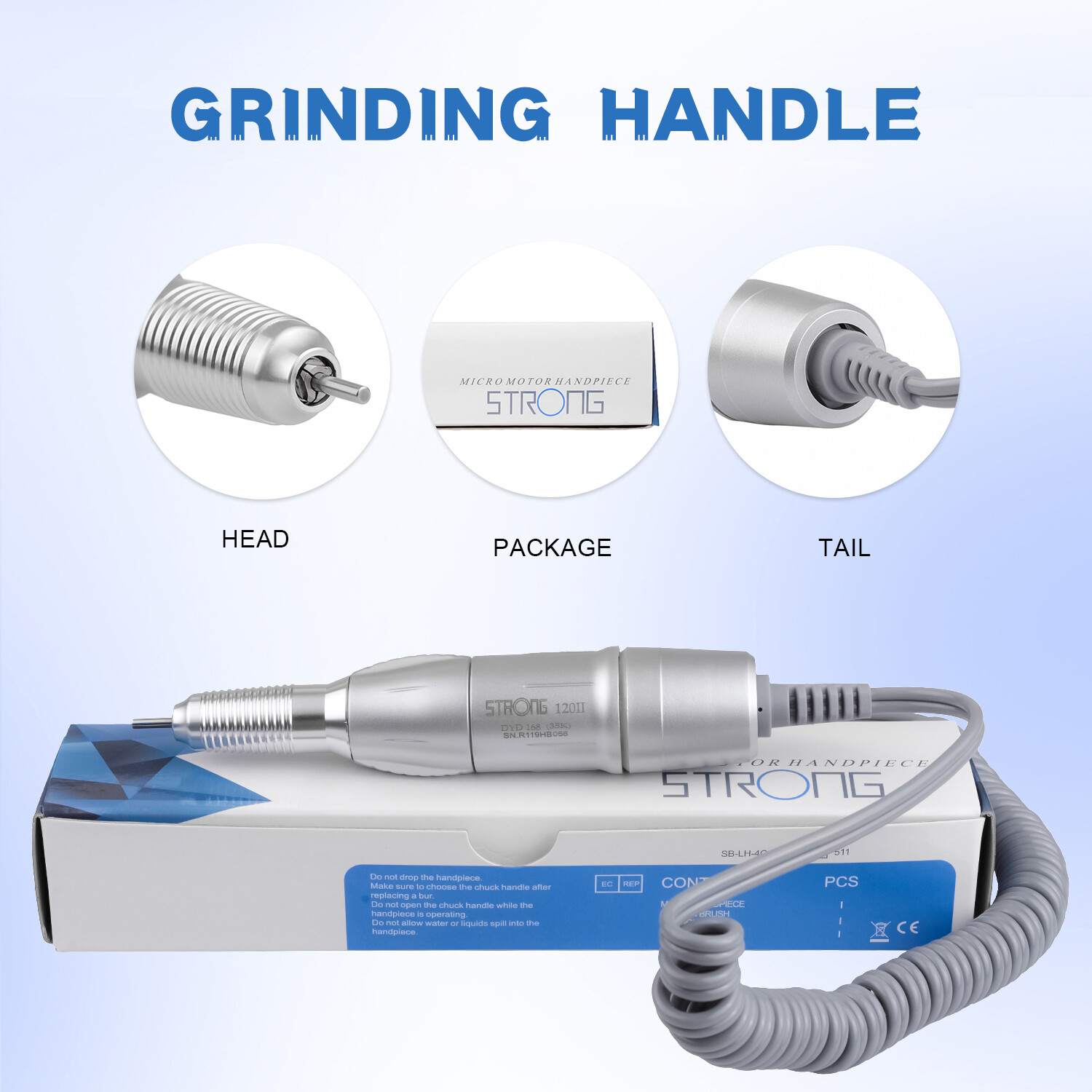 STRONG 120 Dental MicroMotor Polishing Polisher 35000RPM Handpiece Silver 2.35mm