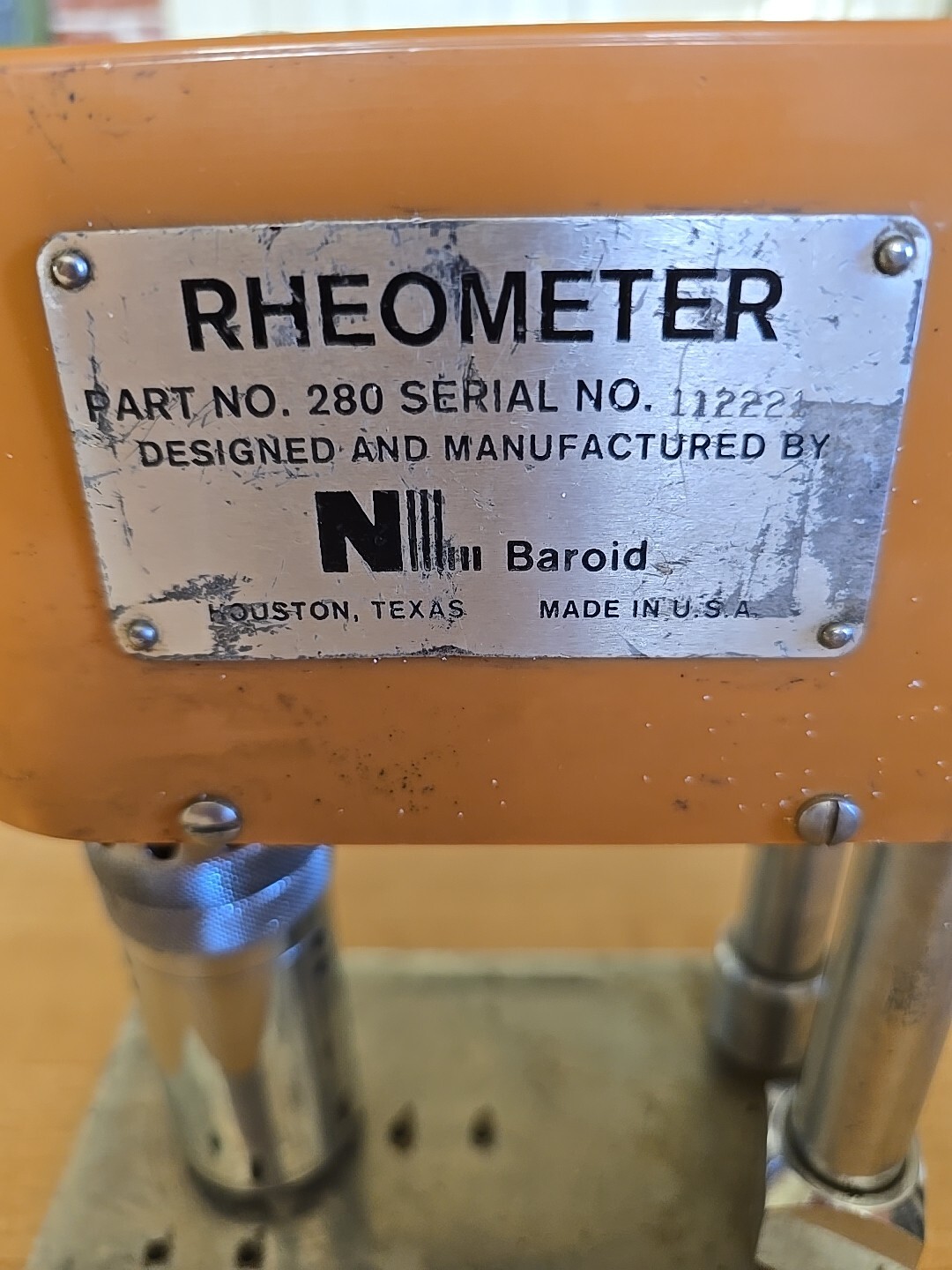RHEOMETER VISCOSITY NL BAROID MODEL 280 HAND-POWERED MADE IN USA FANN READ