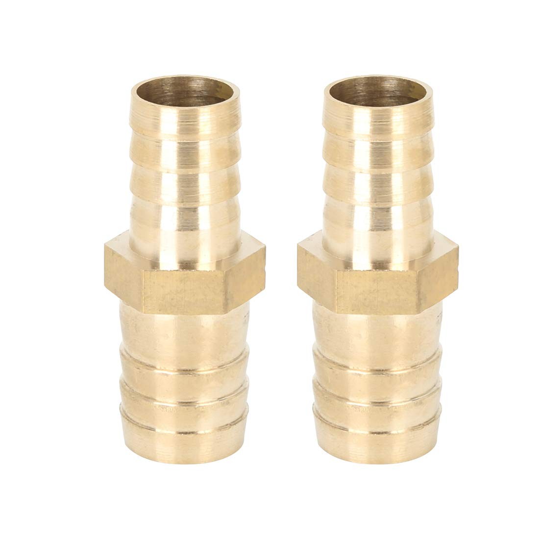 X AUTOHAUX 2 Pcs 19mm to 16mm OD Brass Barb Hose Straight Reducer Splicer Fittin
