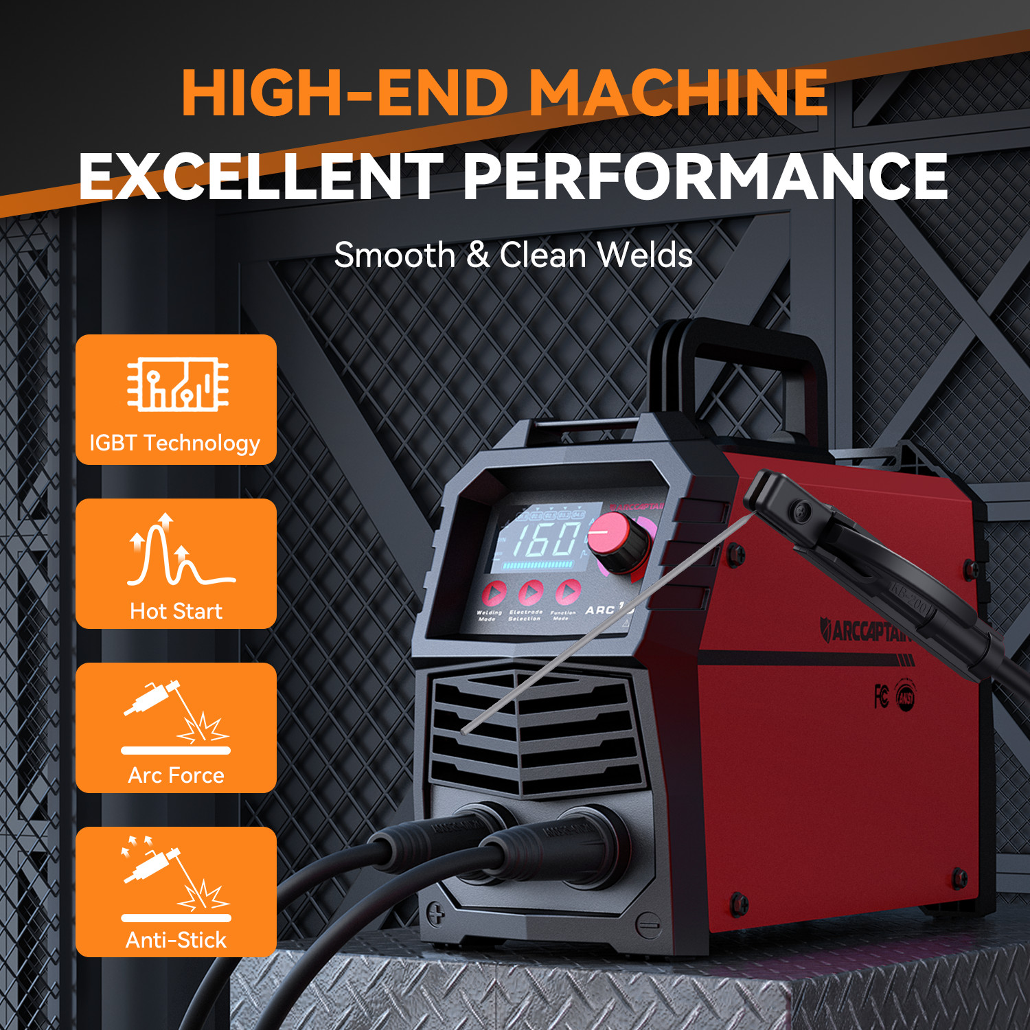 ARCCAPTAIN 160A ARC Lift TIG Welder 110V/220V Dual Voltage MMA Welding Machine