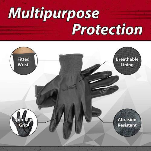 Nitrile Work Gloves, Abrasion Resistant, OSFM (12 Pairs)