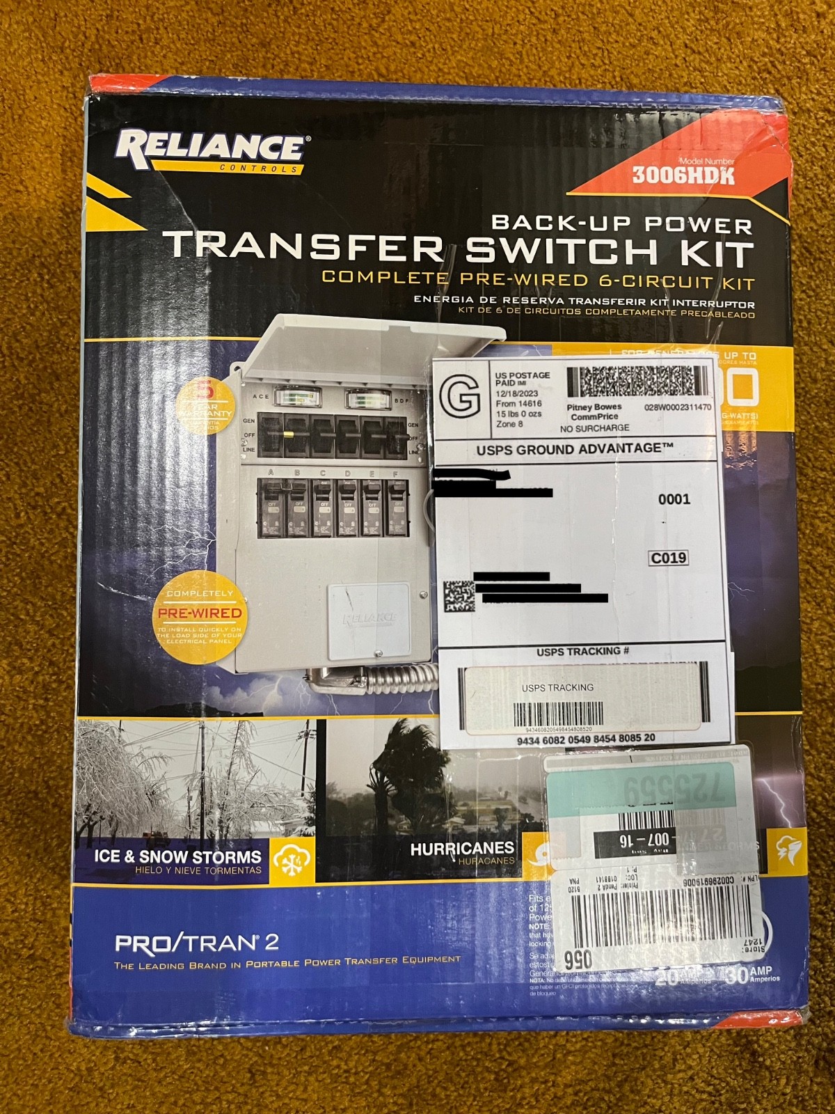 NEW Reliance Controls 3006HDK 6-circuit Generator Power Transfer Switch Kit