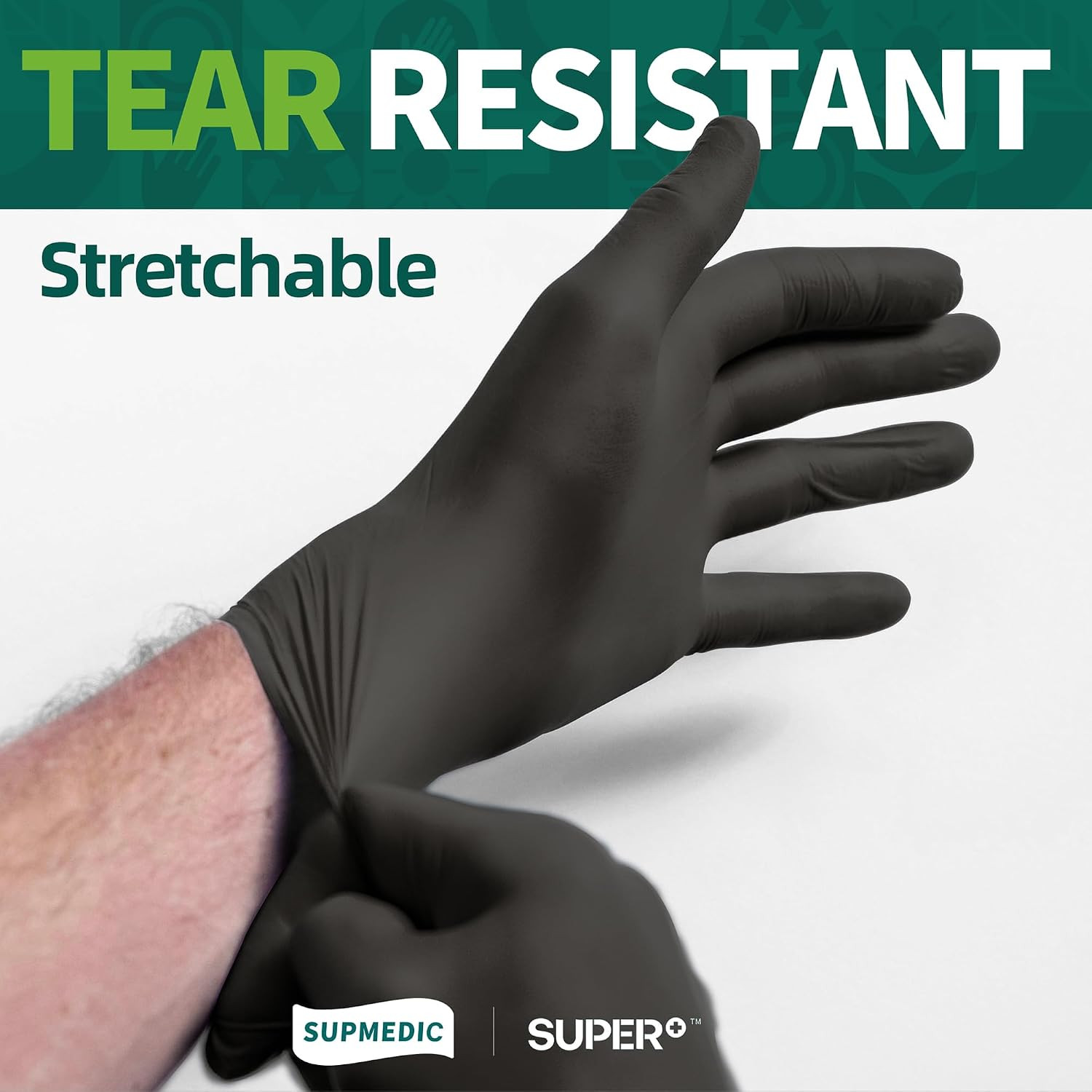 Supmedic Vinyl Disposable Exam Gloves, Black 4Mil Powder-Free Latex-Free Medical