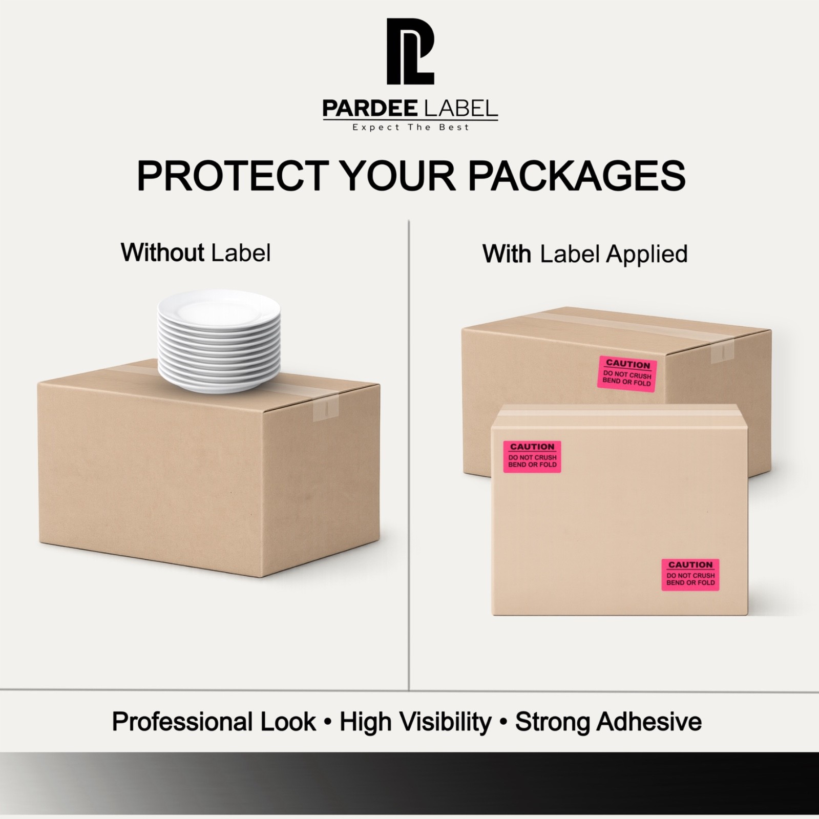 Neon Pink CAUTION Labels 2” x 3” – 250 Labels Per Roll
