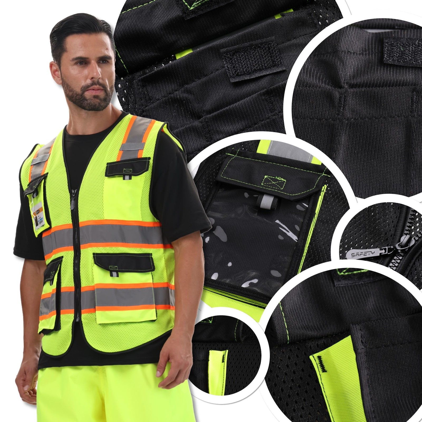 JKSafety Hi Vis Reflective Safety Vests for Men Women High Visibility Vest wi…