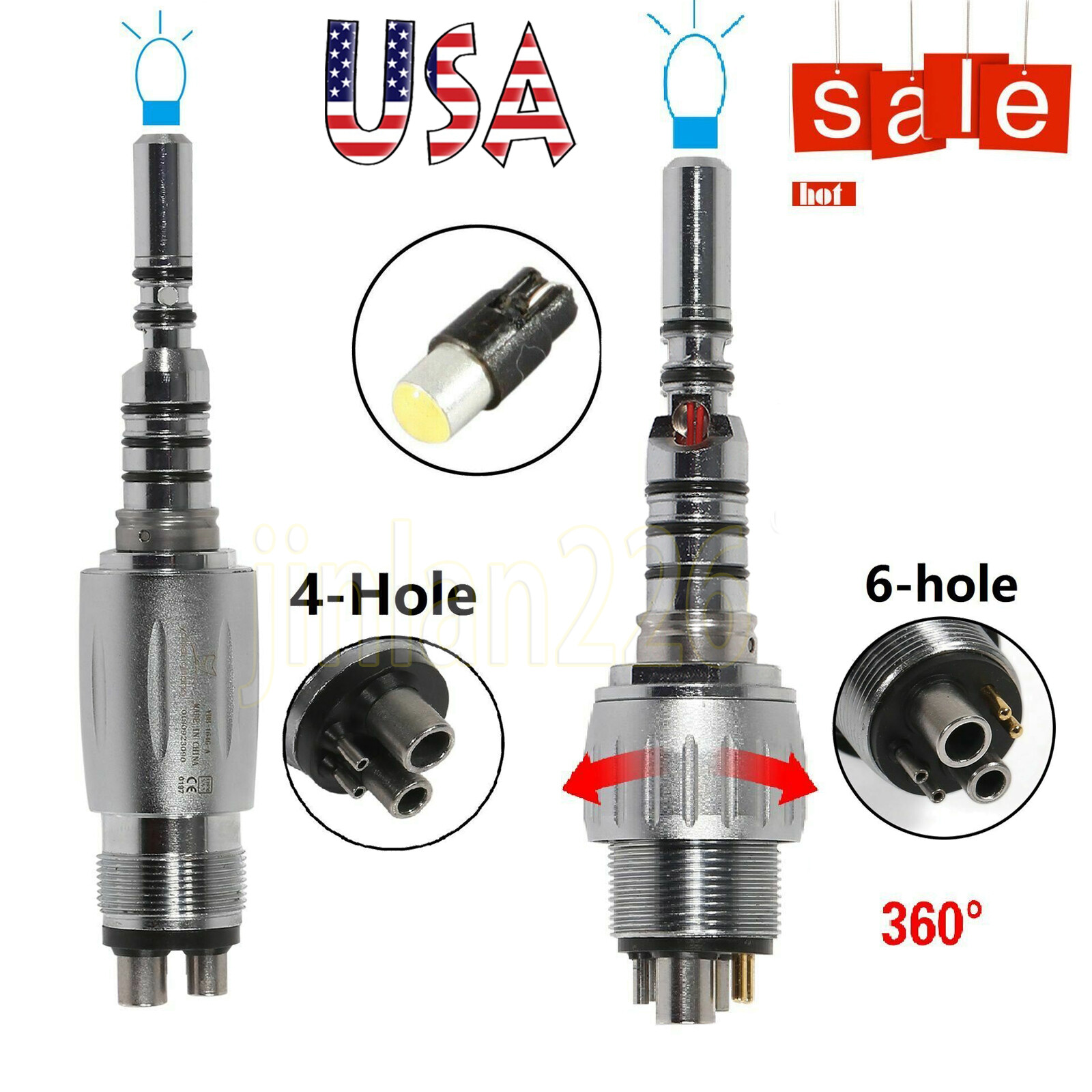 Dental LED Quick Coupler KAV 4 Hole / 6 Hole for KAVO Fiber Optic Handpiece