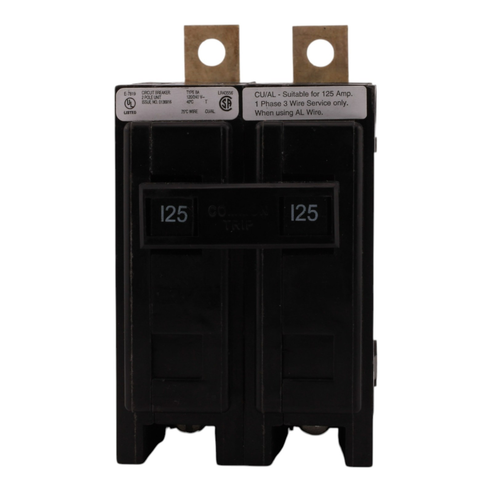 NEW Eaton Cutler Hammer BAB2125, 125 Amp, 2 Pole, Bolt On Circuit Breaker