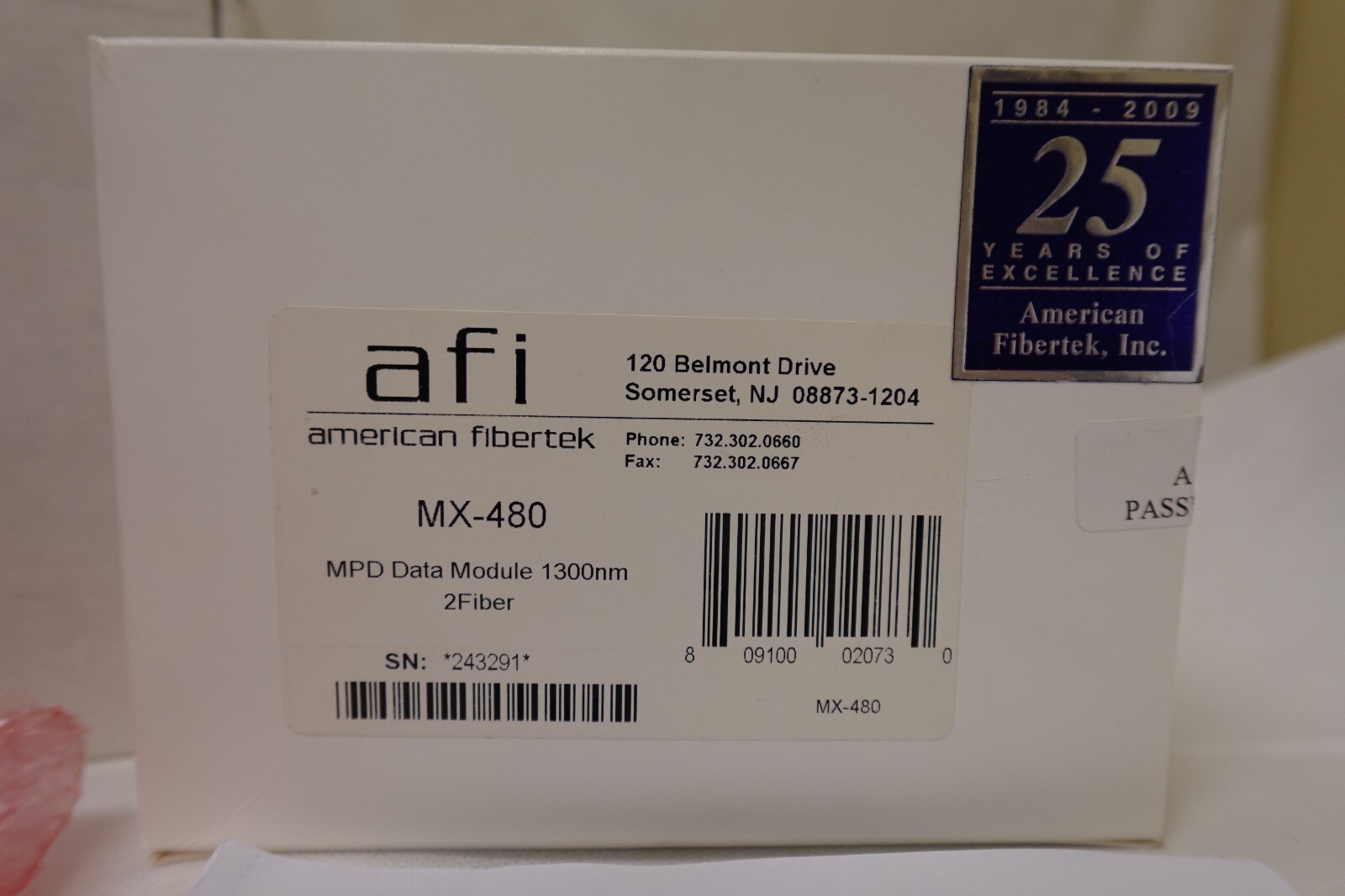 AFI American Fibertek – MPD Data Transceiver Module 1300nm 2 Fiber – MX-480 NEW