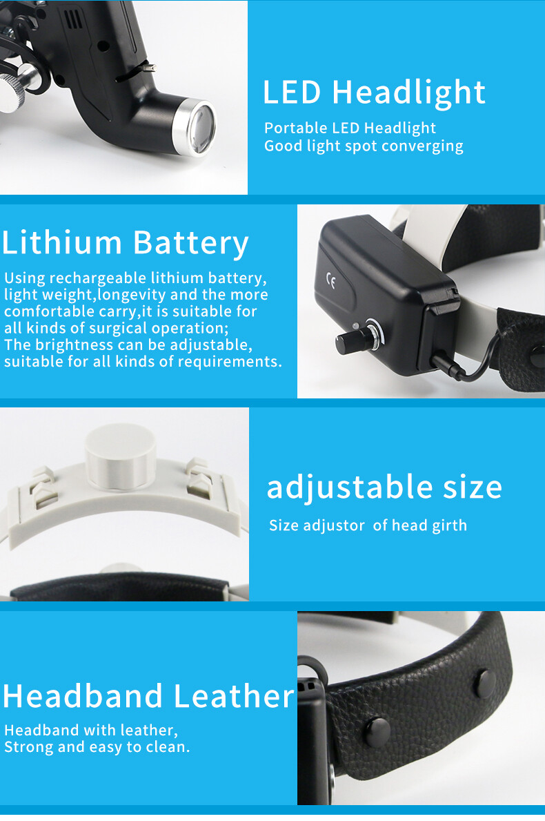 5W Dental Surgical LED Head Light ENT Specific Black with Aluminum Box US STOCK