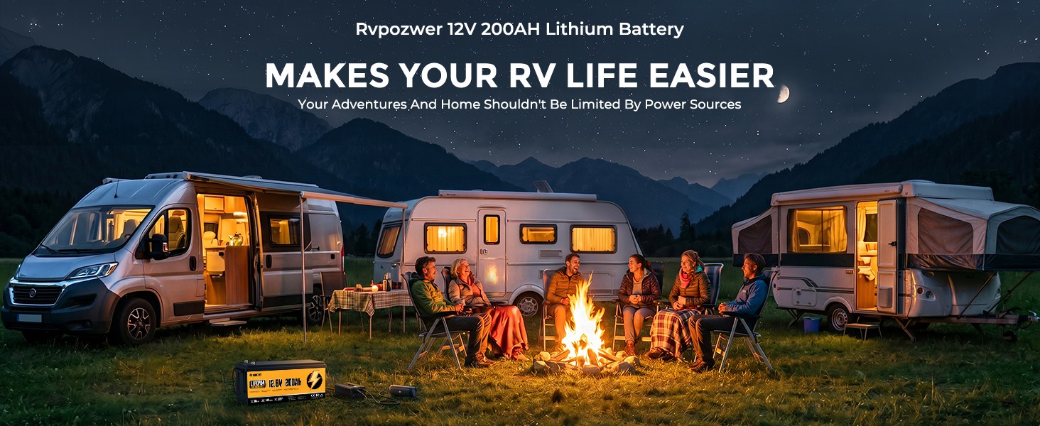12V 200Ah Lithium LiFePO4 Battery 2560Wh Built-in BMS Deep Cycle Marine RV Solar