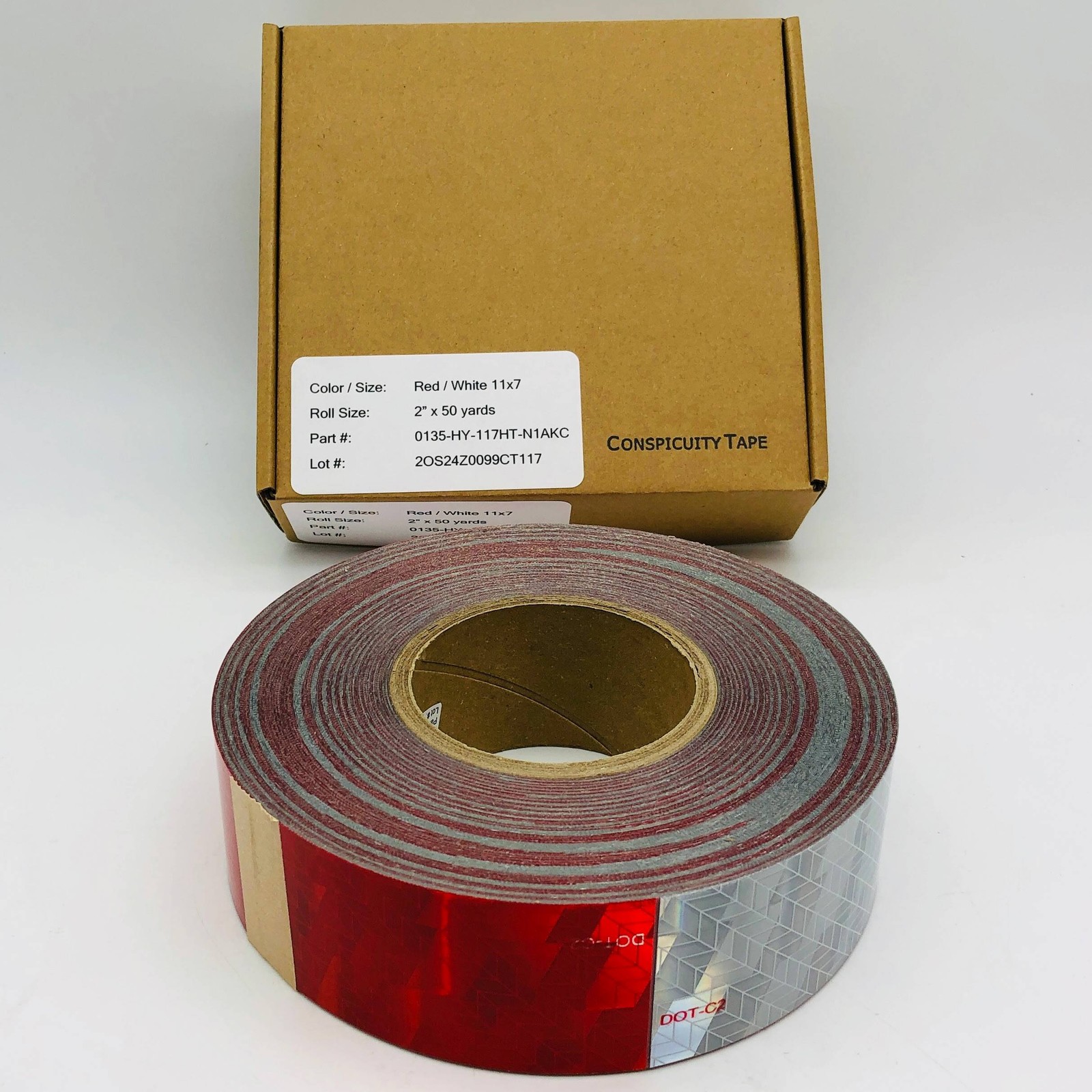 Aura 135-HY Conspicuity Tape 2in x 150ft Red White 11×7 Kiss Cut DOT-C2 1 Roll