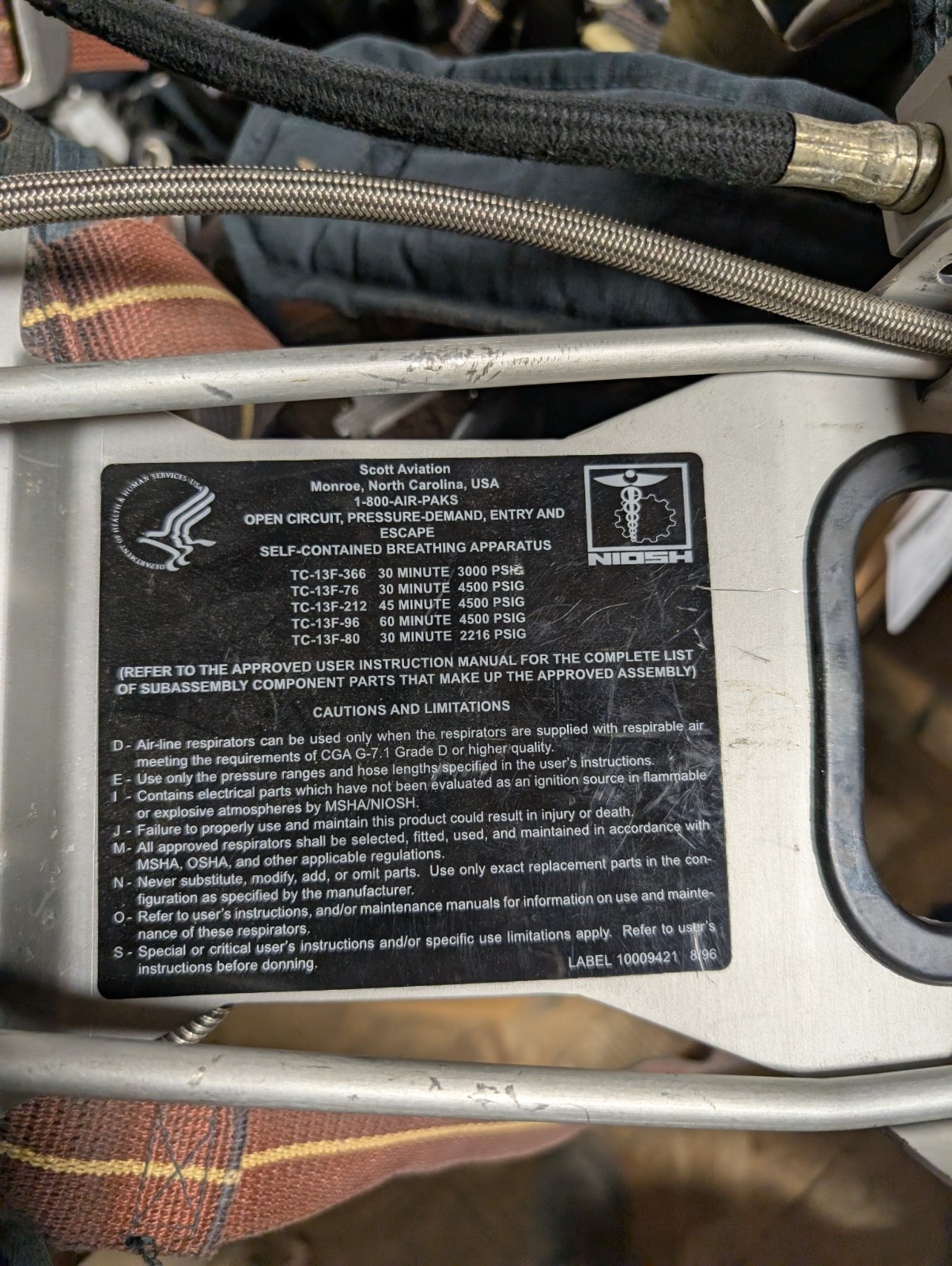 Scott 2.2 SCBA Harness PAK EZ Flo Regulator AIR SUPPLY