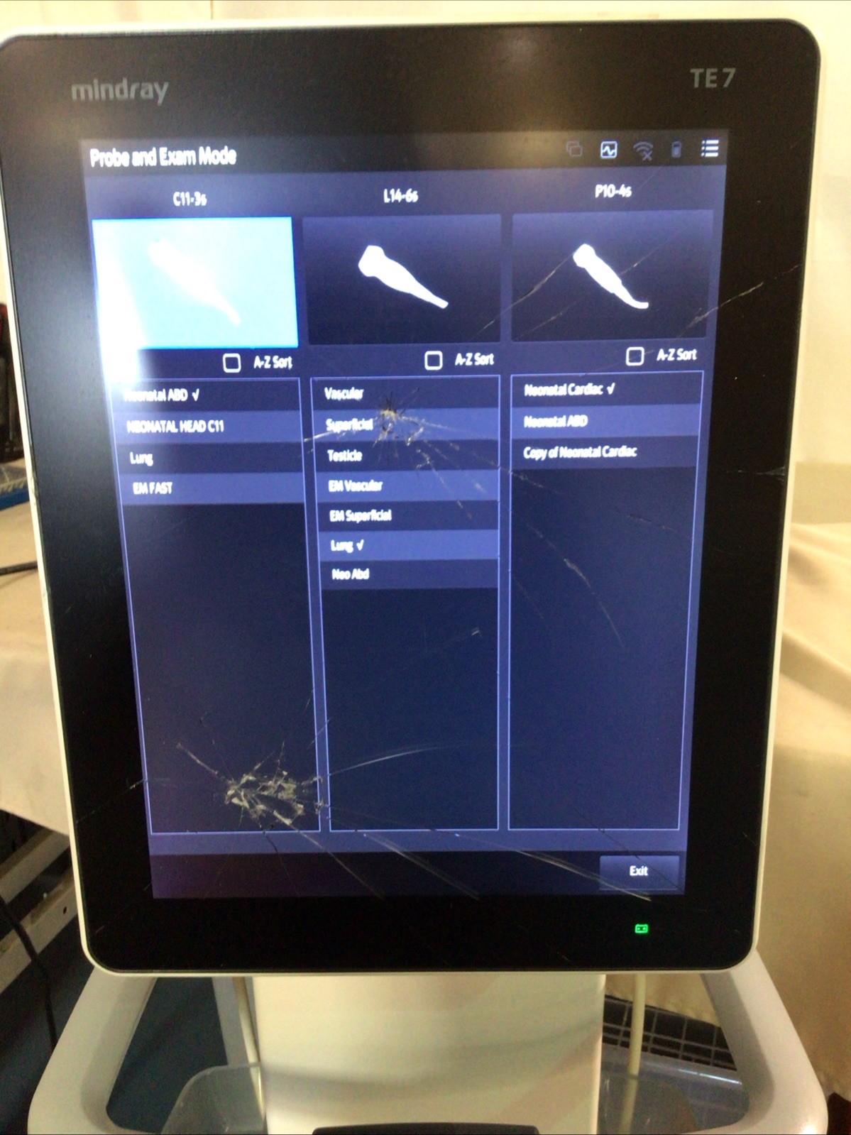 Mindray TE7 Diagnostic Ultrasound System w/ 3 Transducers C11-3s, L14-6s, P10-4s