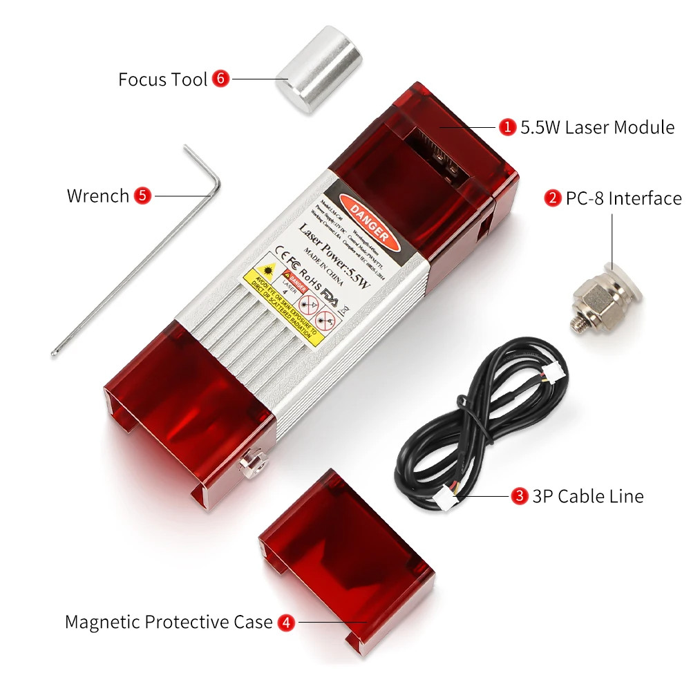 10W Laser Module With Air Assist For CNC Router Machine Engraving Cutting Tool