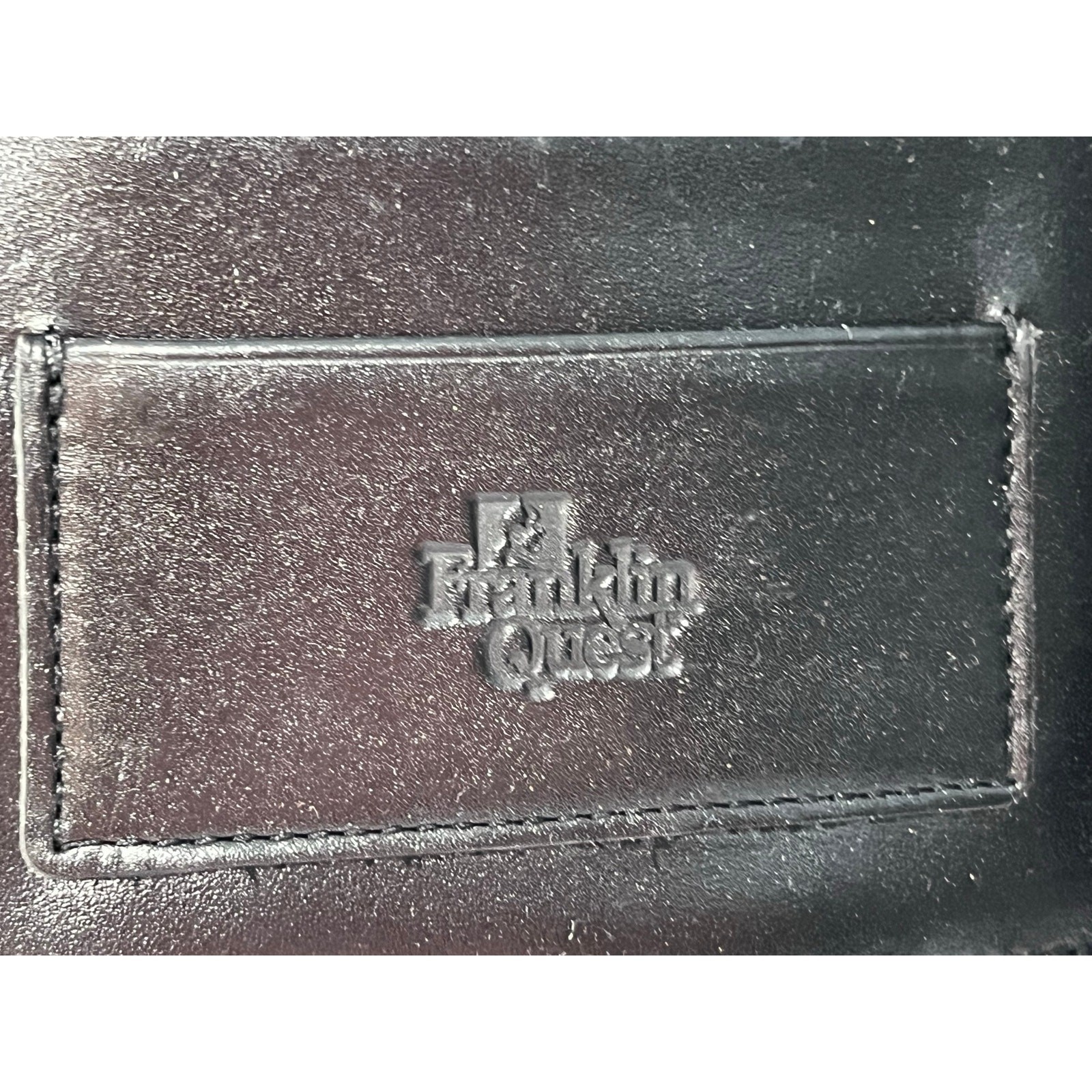 VTG Franklin Quest Black Leather Planner Binder 9.5”x11.5” Office Academia