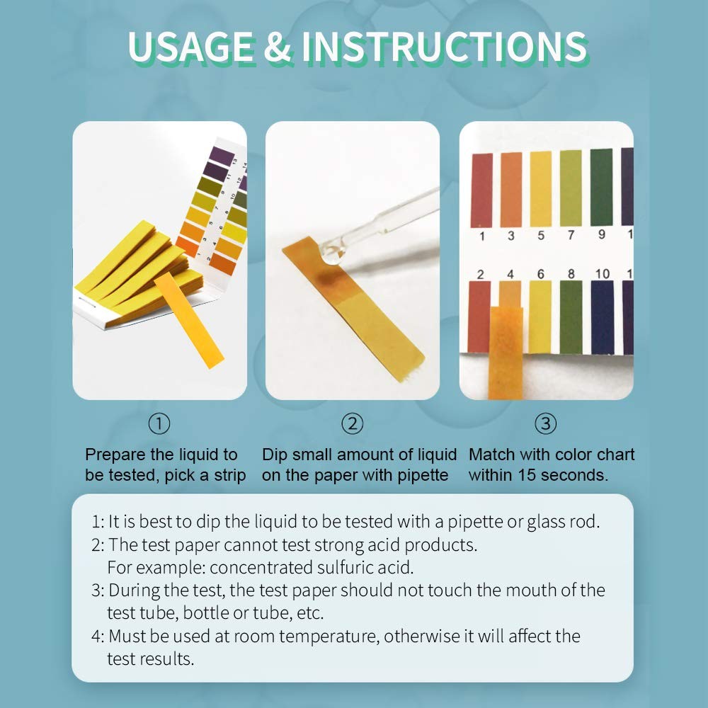 800Pcs pH Indicator Test Strips 1-14 Laboratory Paper Litmus Tester Urine Saliva