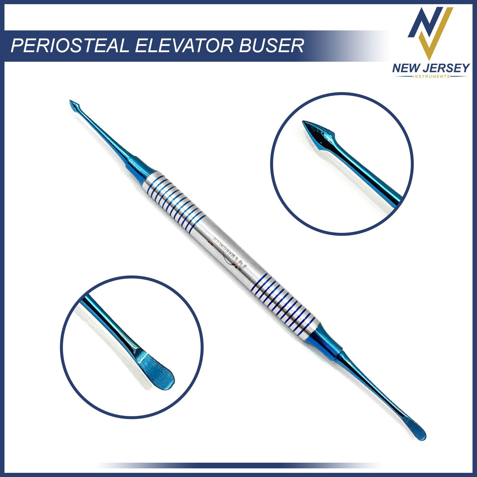 Dental Periosteal Elevator Buser Blue Titanium Coated Double Ended German Gr