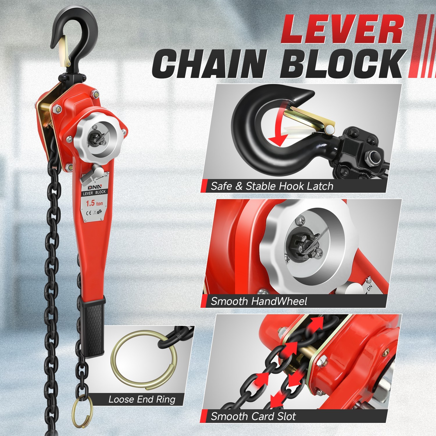 2Ton/4400lbs 5Ft Lifter Alloy Steel Lever Block G80 Chain Ratchet Hoist w/ Hook
