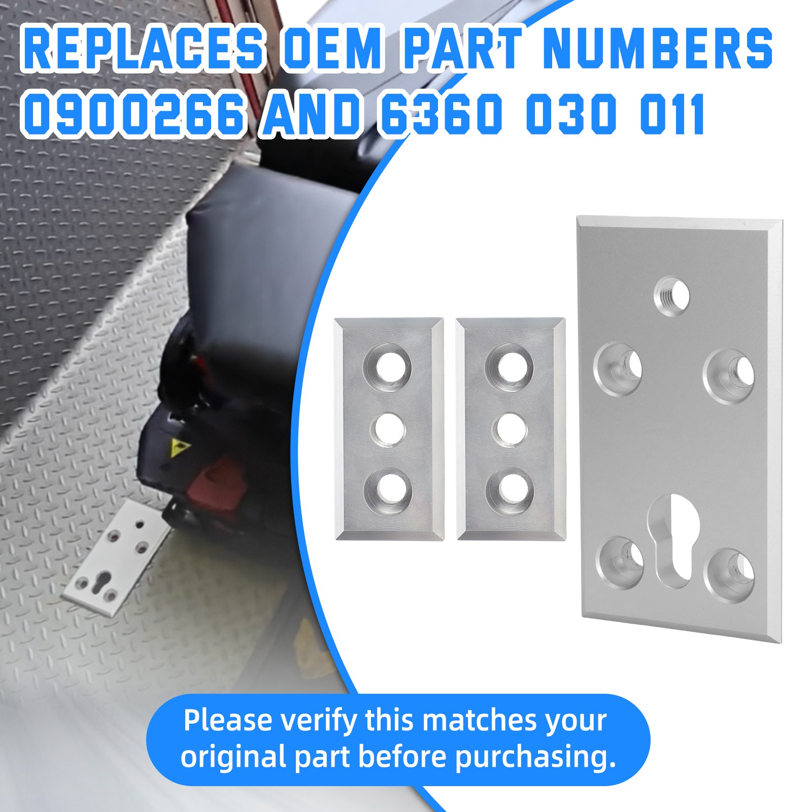 3PCS Floor Mount Plates for Stryker Ferno Ambulance Stretcher Fastening System