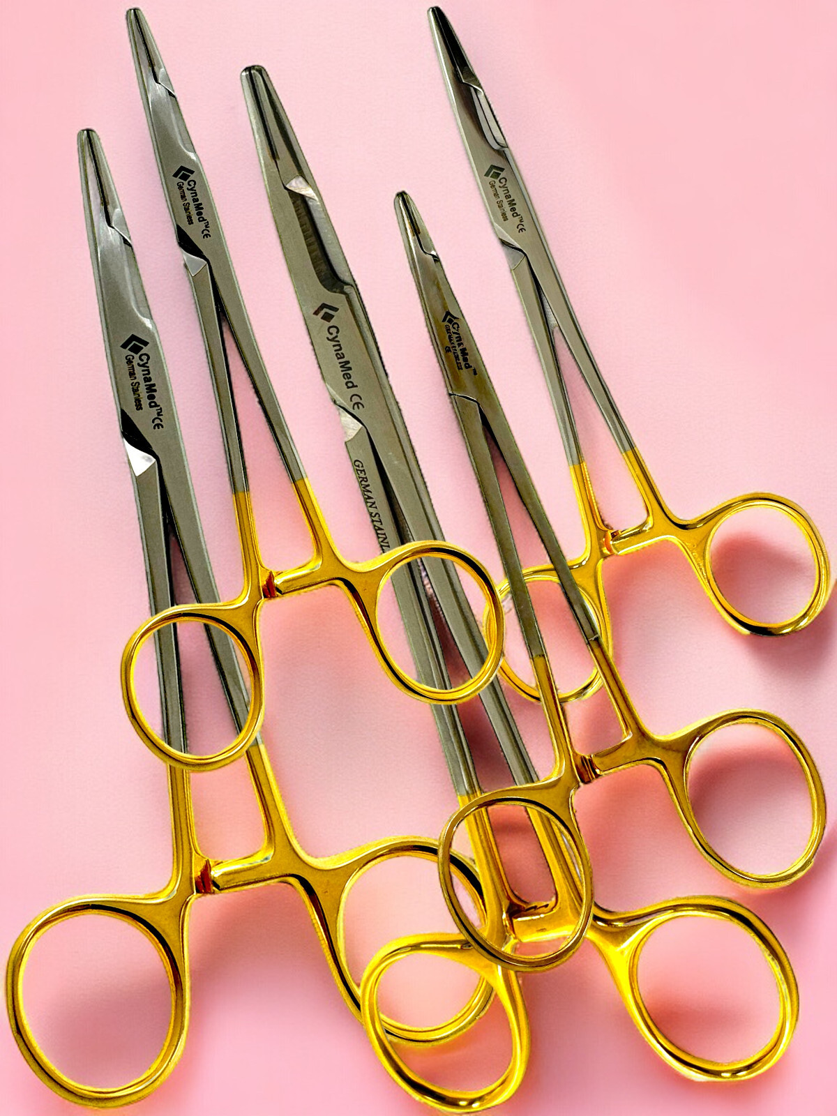 Set Of 2 – Serrated Olsen Hegar Needle Driver With Tungsten Carbide Inserts Gold