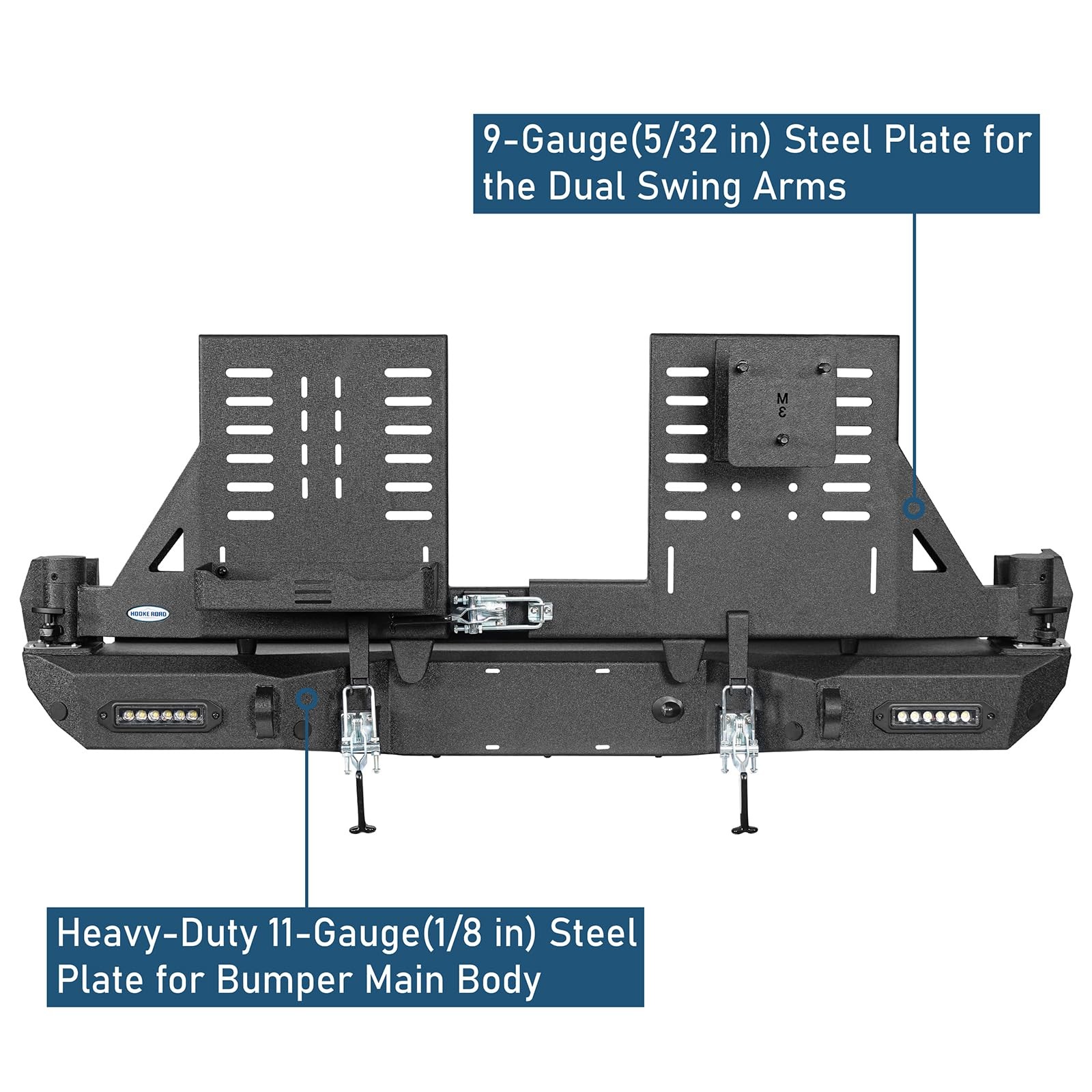 2016-2023 Tacoma Rear Bumper Dual Swing Out Tire Carrier Jerry Can D-Rings