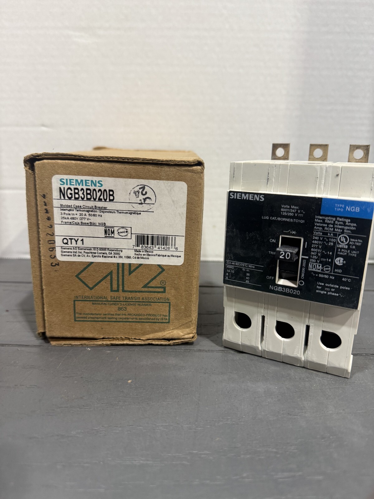 NEW IN BOX SIEMENS NGB3B020B (3P-20A-480V-35k AIC) *SHIPS SAME DAY UPS*