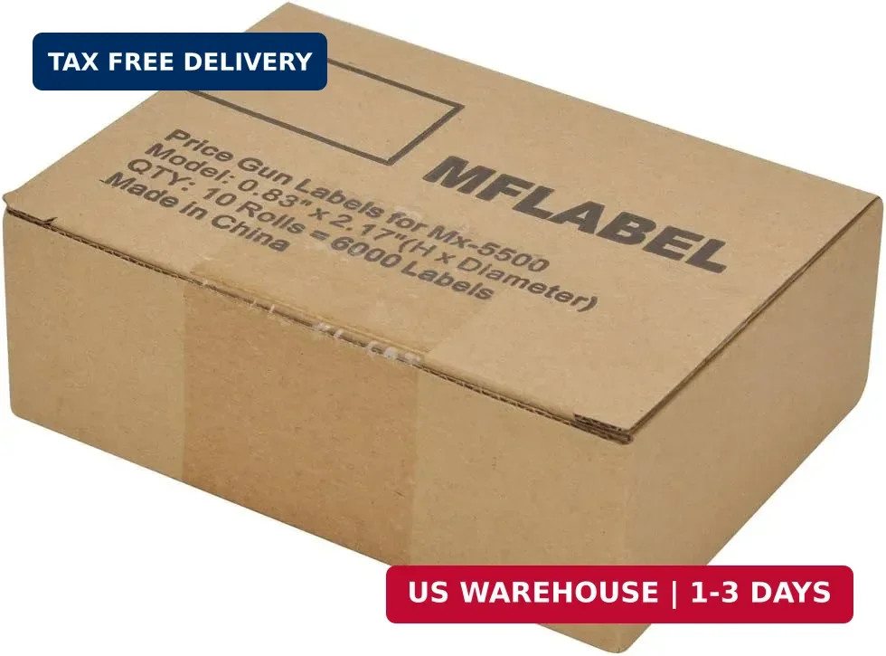 MFLABEL 10 Rolls 6000 White Price Gun Labels for Mx-5500 – with Double Red Line
